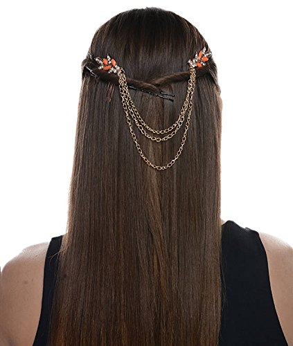 Shining Diva Golden Metal Hair Comb Clip for Women - Cinderella Collection | Elegant Bridal & Prom Hair Accessories for Weddings, Parties & Special Occasions
