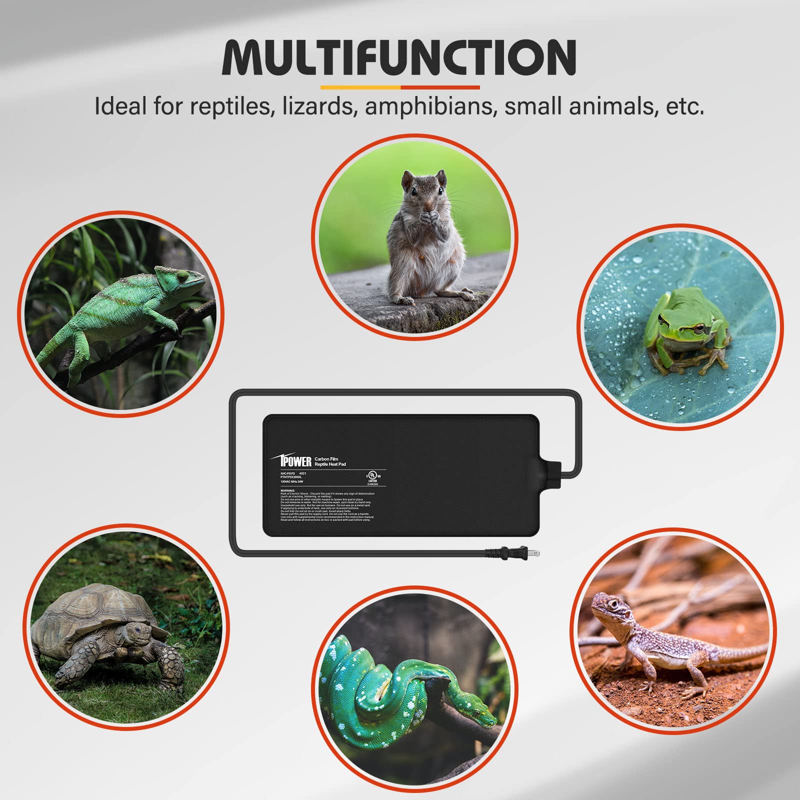iPower 8X18 Inch 24W Under Tank Heater - 2 Pack Reptile Heat Mat for 50-60 Gallon Terrariums | Perfect for Amphibians, Plant Boxes & Small Pets | Ideal for Bearded Dragons, Snakes & Gecko Habitats
