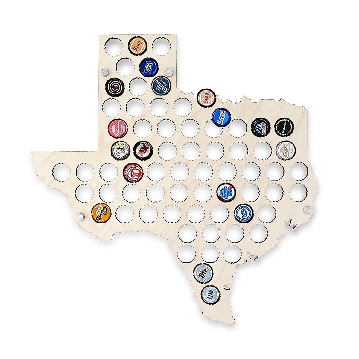 Torched Beer Cap Map of Texas - Rustic United States Beer Cap Holder Wall Decor & Cap Catcher - Unique Beer Lover Gift for Men - Man Cave & Bar Decor Accessories - Perfect for Home Bars, Basement Pubs & Game Room Wall Art