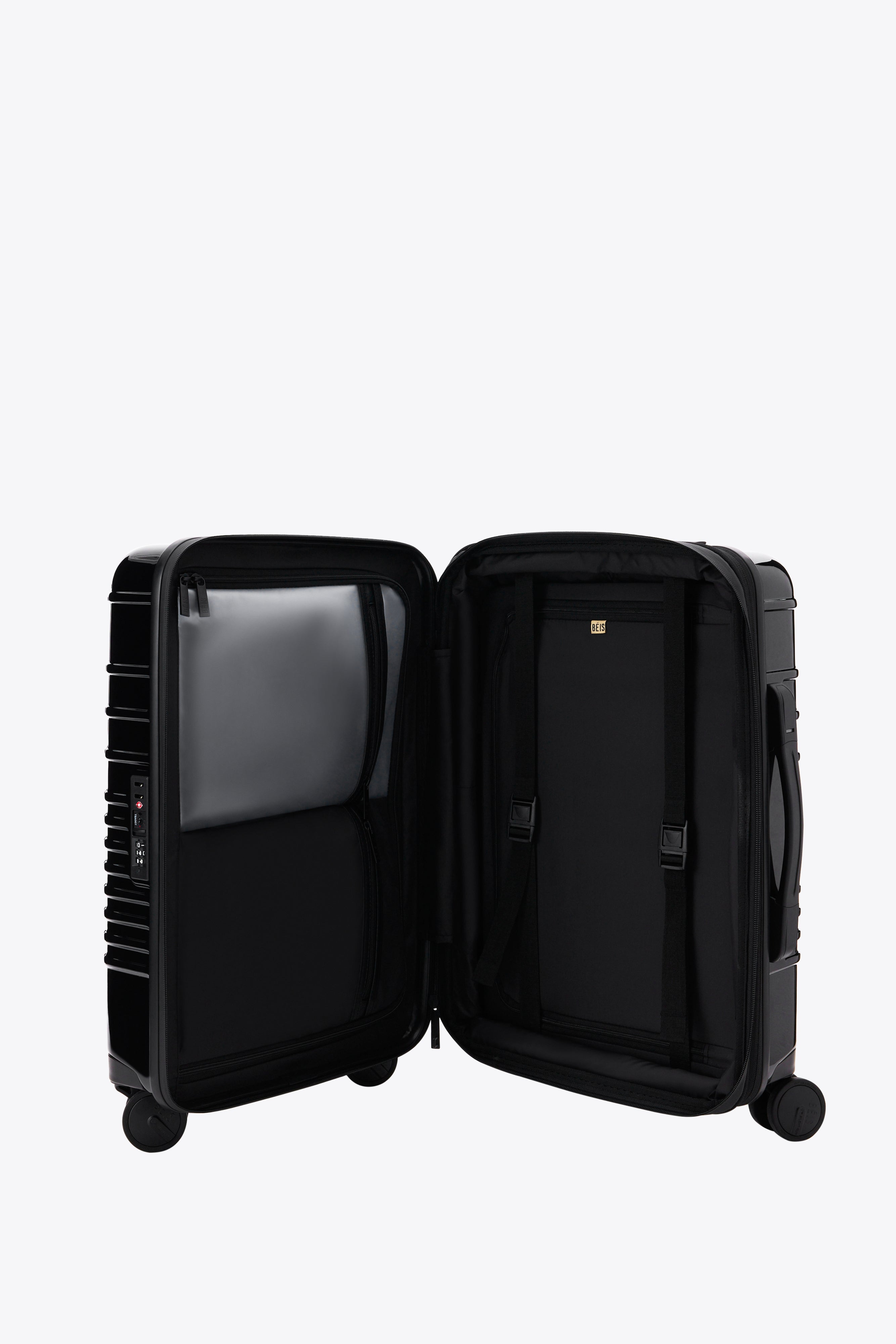 Glossy Black Carry On Roller Luggage - Lightweight & Durable Suitcase for Air Travel, Business Trips & Weekend Getaways