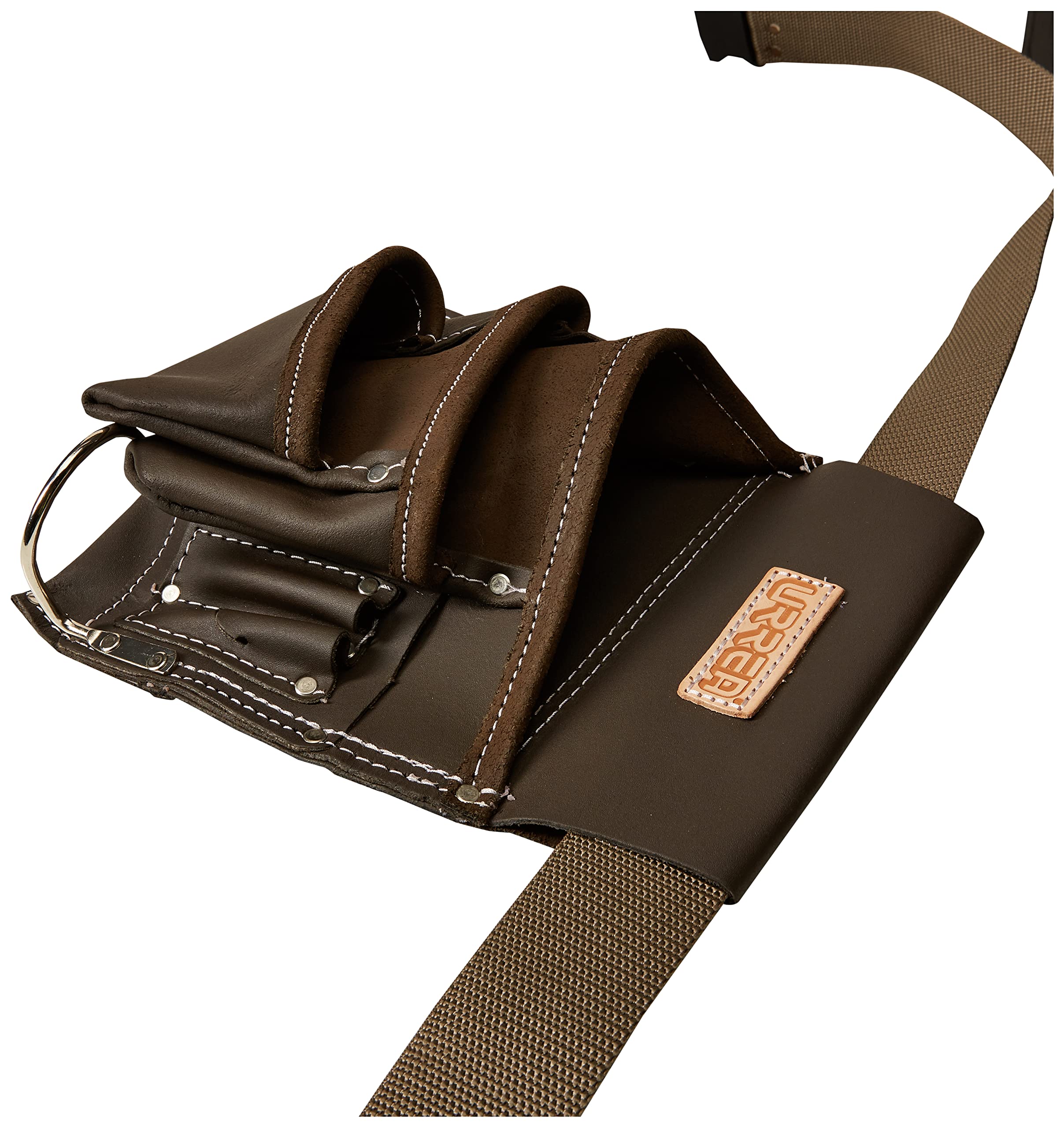 Heavy Duty Leather Tool Belt for Construction & Carpentry - 6 Pockets Work Belt with Hammer Loop & Utility Pouch - Perfect for Electricians, Plumbers & DIY Home Improvement Projects