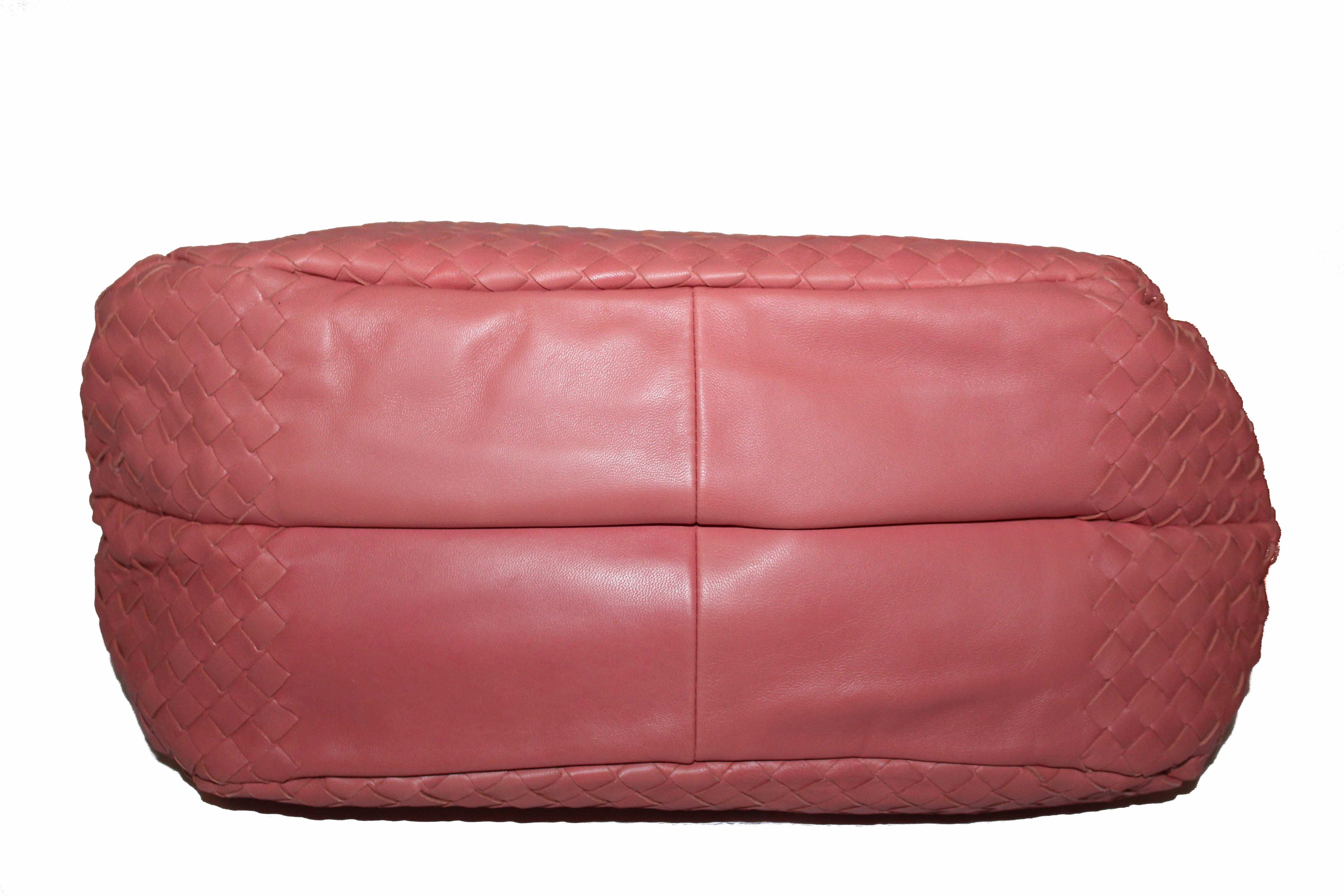 Authentic Bottega Veneta Pink Nappa Intrecciato Medium Campana Shoulder Bag | Luxury Leather Handbag for Women | Perfect for Work, Date Night & Special Occasions