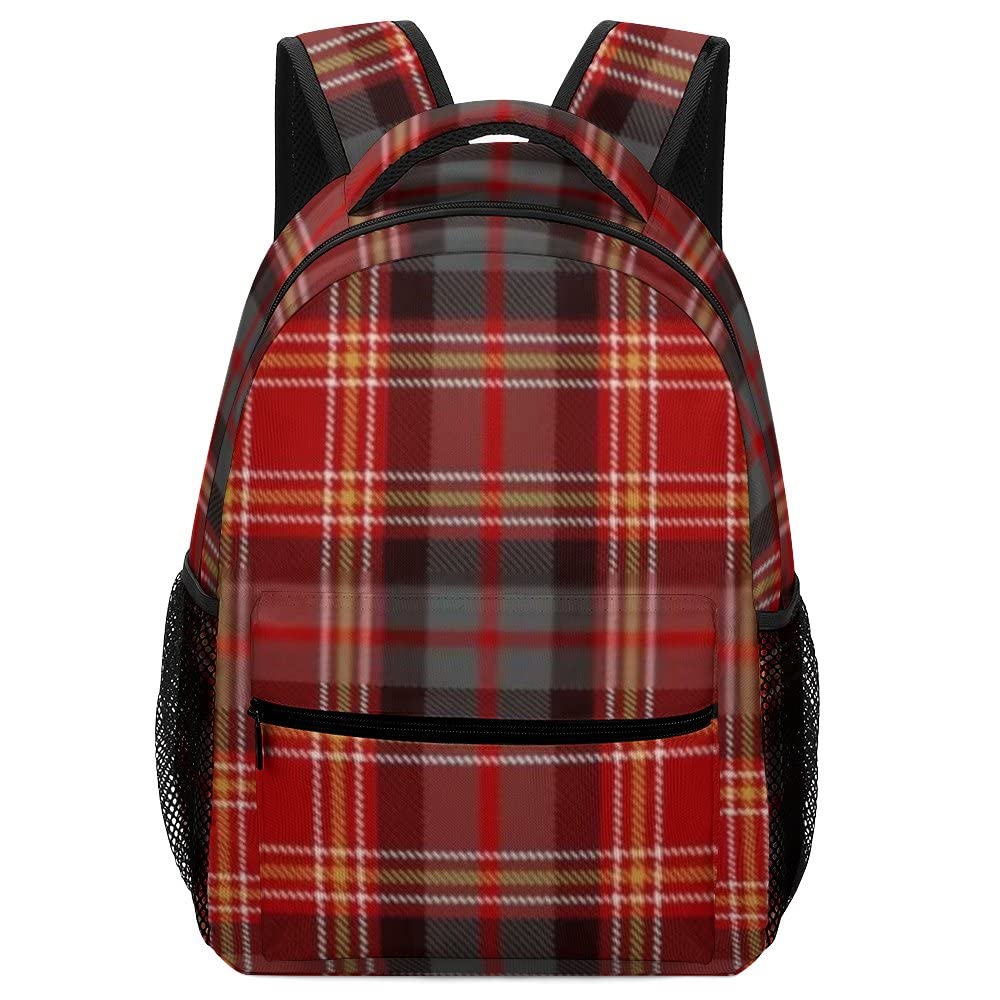 Vintage Red Black White Buffalo Plaid Backpack - 16.5 Inch Laptop Backpack for School, College, Hiking & Travel - Unisex Diaper Bag & Daily Use Backpack for Men & Women | Perfect for Work, Commute & Outdoor Adventures