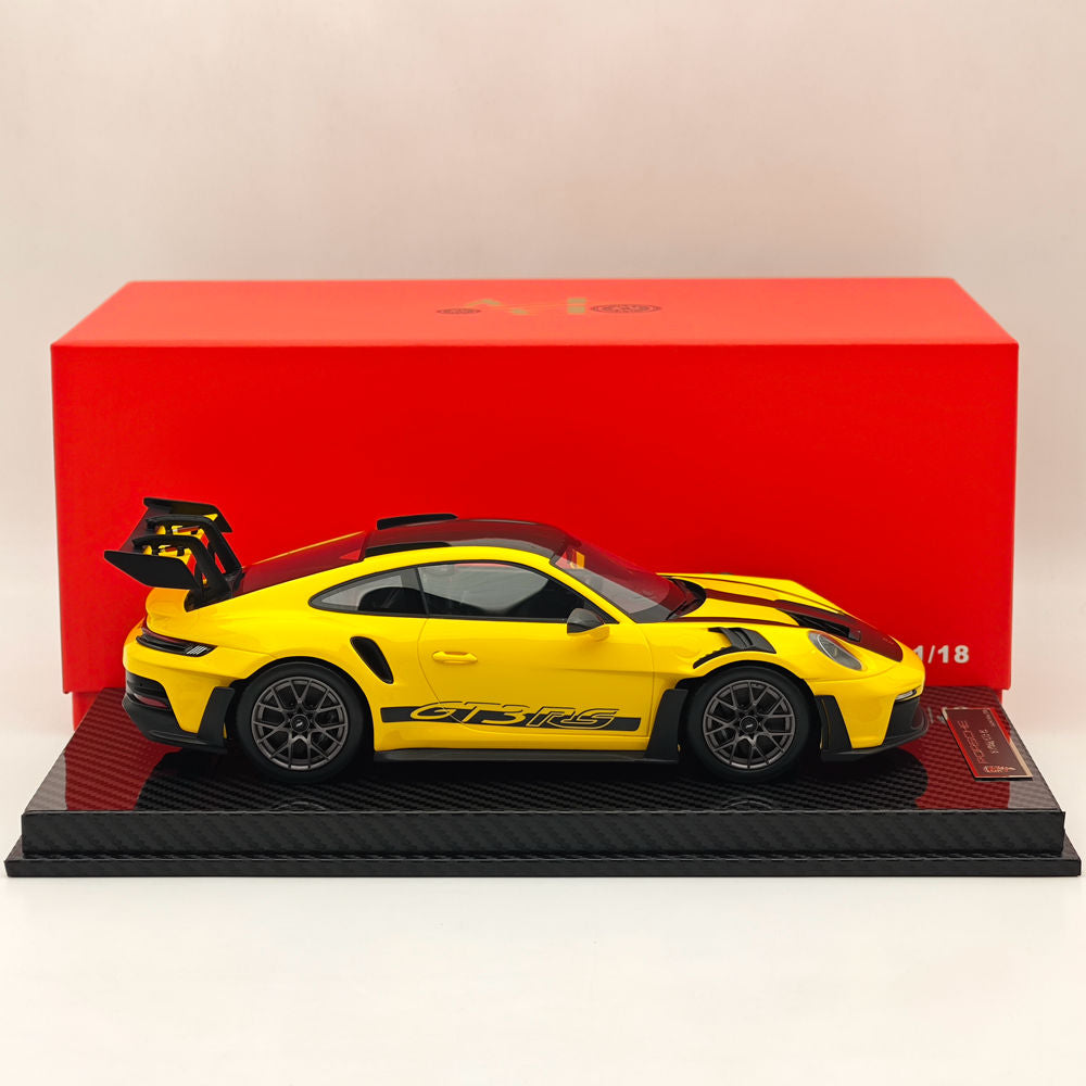 1/18 Scale Porsche 992 GT3 RS Yellow Resin Die-Cast Model Car - High Quality Collectible for Display, Racing Enthusiasts & Gift Giving