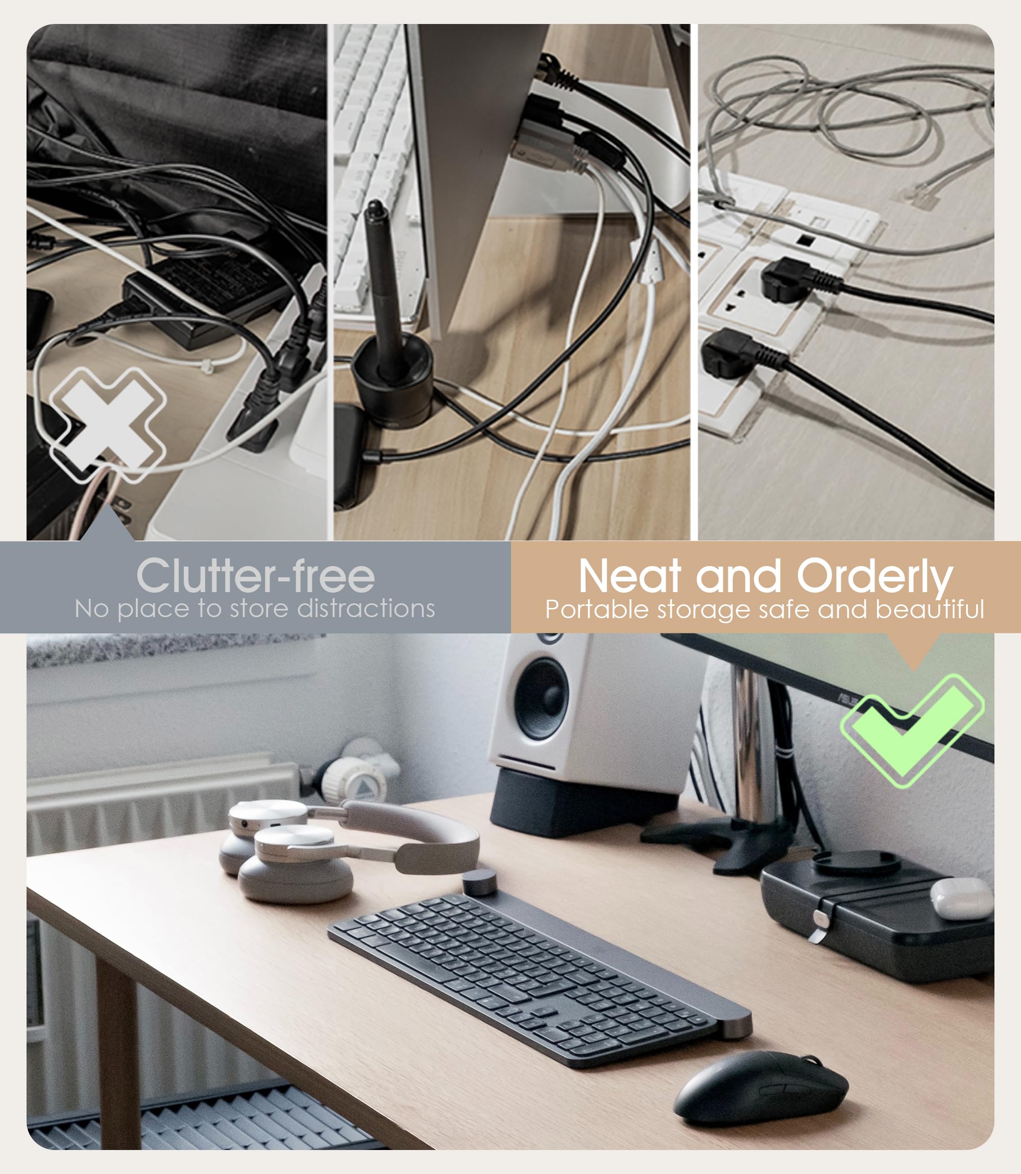 Adjustable Silicone Cable Ties 40pcs - Reusable Cord Organizer for Charging Cords, Earphones & Computer Wires - Perfect for Office Desk & Travel Accessories