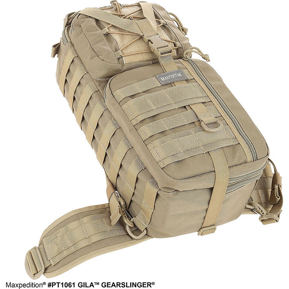 Maxpedition Gila Gearslinger Tactical Backpack - Small Khaki Military Style Daypack for Hiking, Camping & Outdoor Adventures