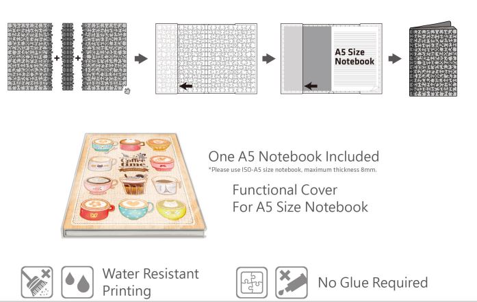 Vibrant Autumn A5 Jigsaw Notebook Cover with Matching Notebook - Perfect for Journaling, Sketching & School Supplies | Durable PU Leather Planner Cover for Students & Office Use