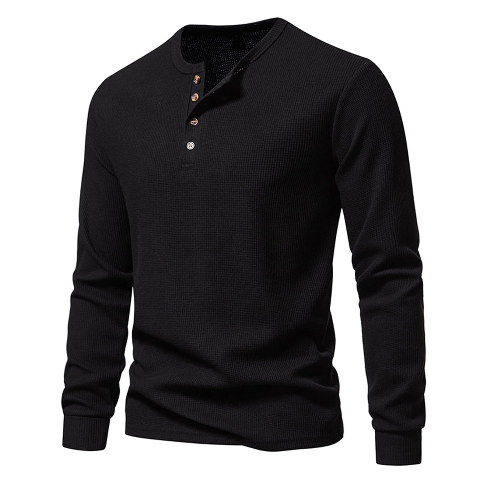 Men's Waffle Knit V-Neck Button Up Henley Shirt - Lightweight Long Sleeve Pullover Sweater for Winter Fashion | Casual Wear, Layering, Office & Outdoor Activities
