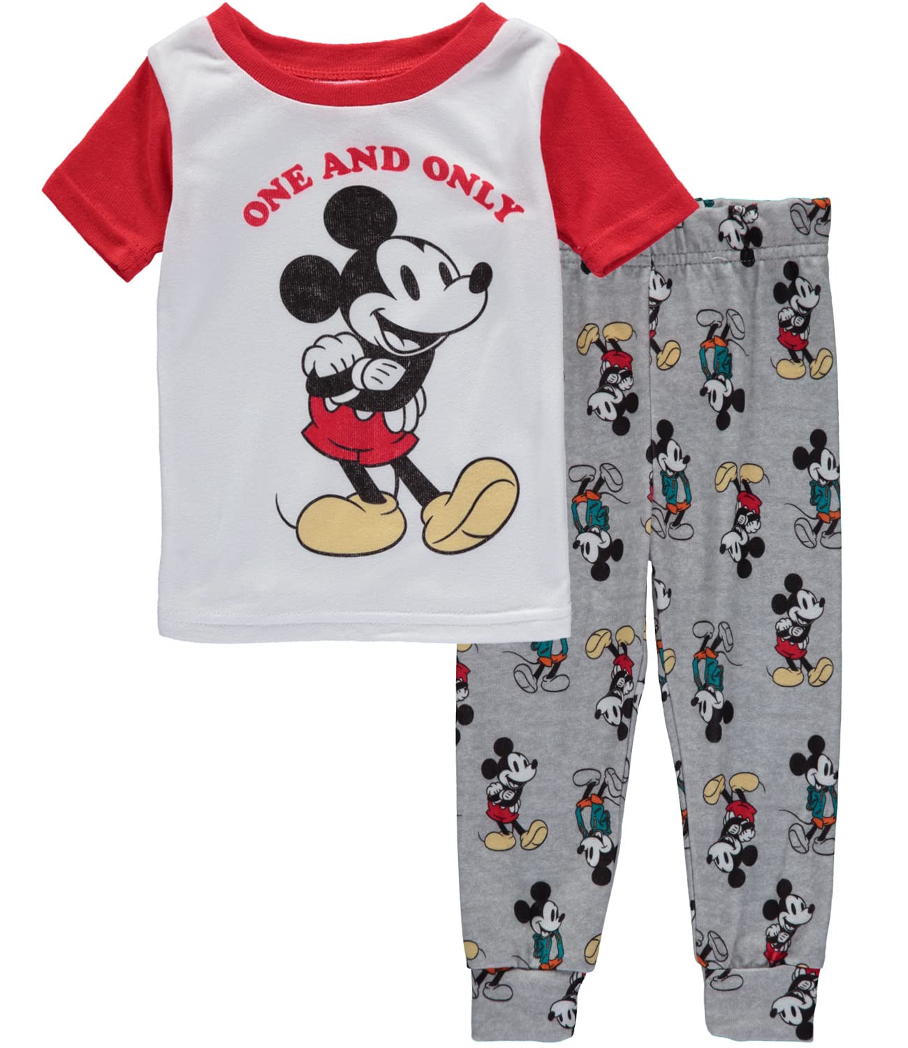 Disney Boys' Mickey Mouse Pajama Set - Soft Cotton Sleepwear for Kids, 2-Piece PJs with Fun Mickey Print | Perfect for Bedtime, Lounging & Disney-Themed Parties