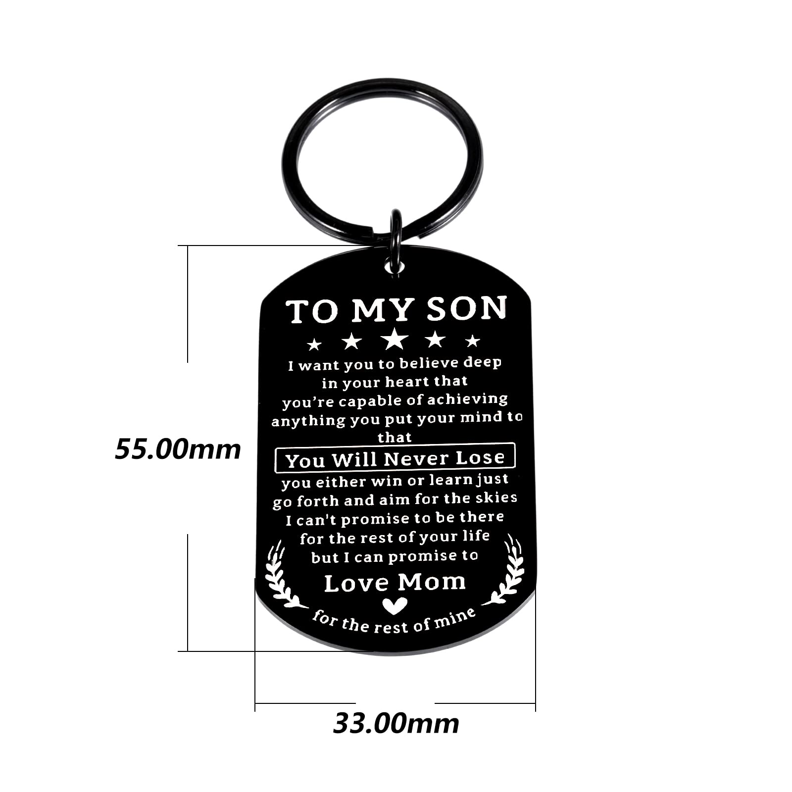 Valentine's Day Gifts for Kids - Inspirational Keychain for Son, Stepson & Adopted Son - Birthday & Graduation Gifts for Teen Boys & College Students - Perfect for Daily Use, School & Special Occasions