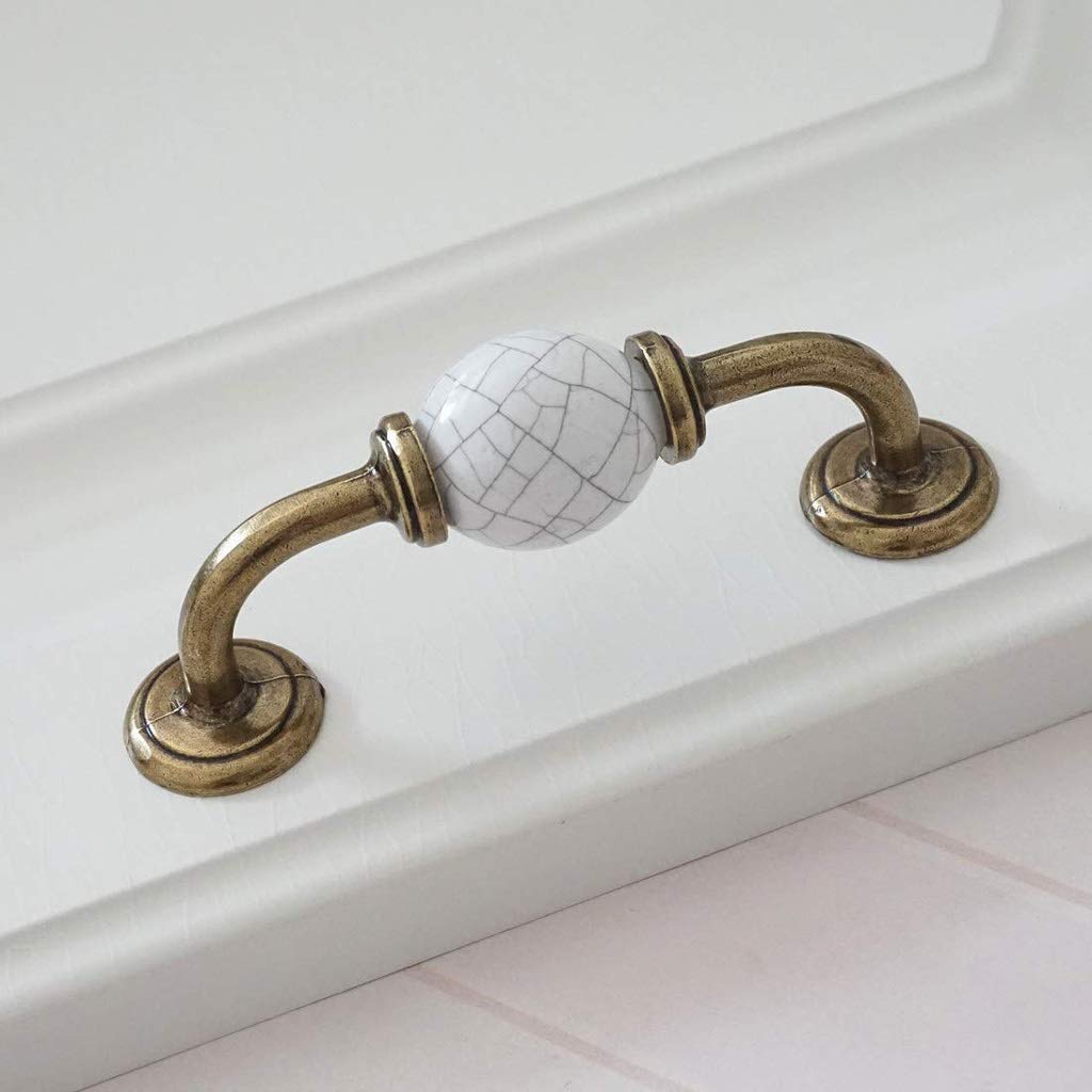 Vintage Ceramic Knob Drawer Pull Handle - Antique Bronze Shabby Chic Cabinet Hardware for Kitchen, Bathroom & Furniture - Decorative Drop Bail Pulls for Cabinets, Dressers & DIY Projects