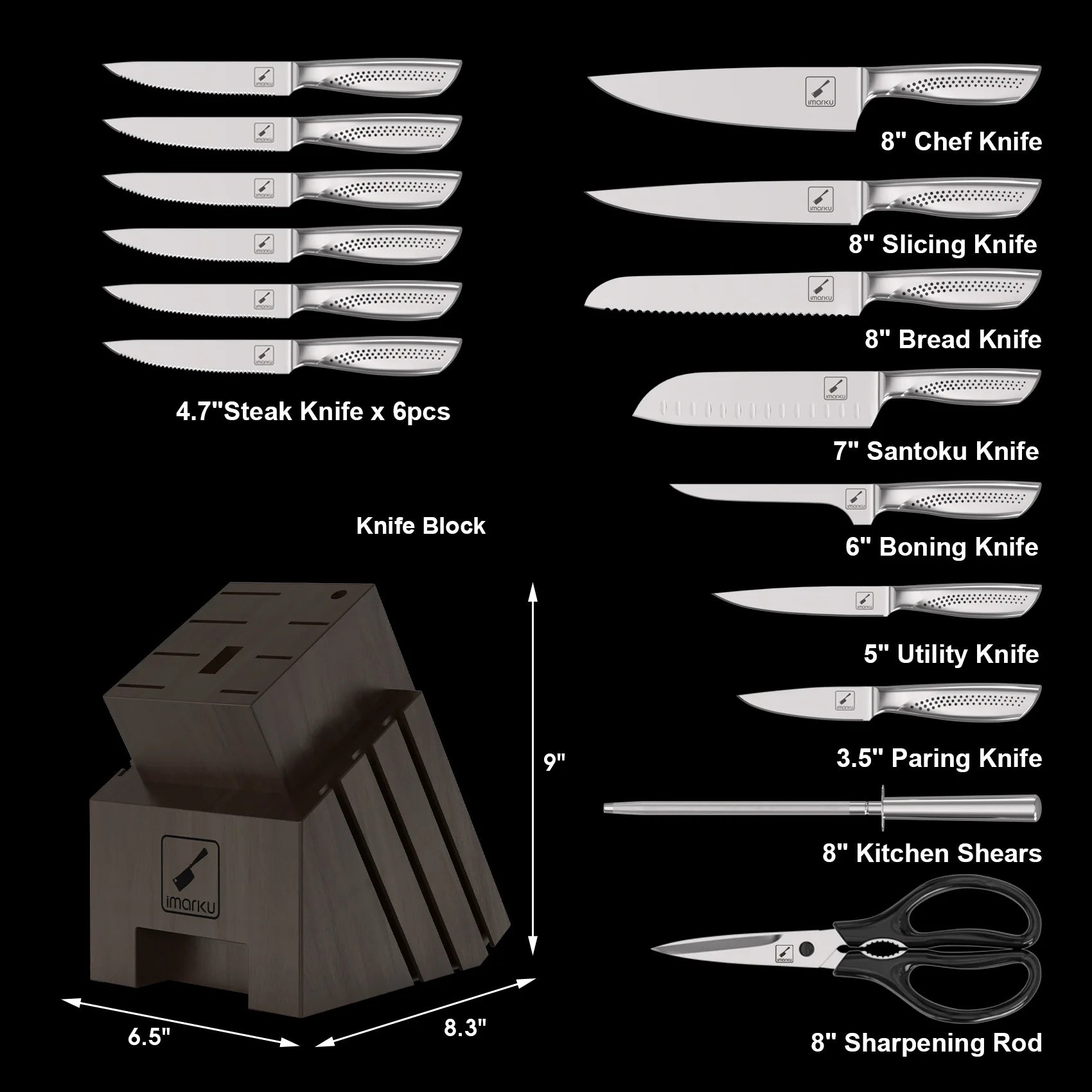 Premium Japanese Kitchen Knife Set with Non-Slip Ergonomic Handle - 6-Piece Chef Knives Block for Professional Cooking & Home Use | Perfect for Slicing, Dicing & Food Prep