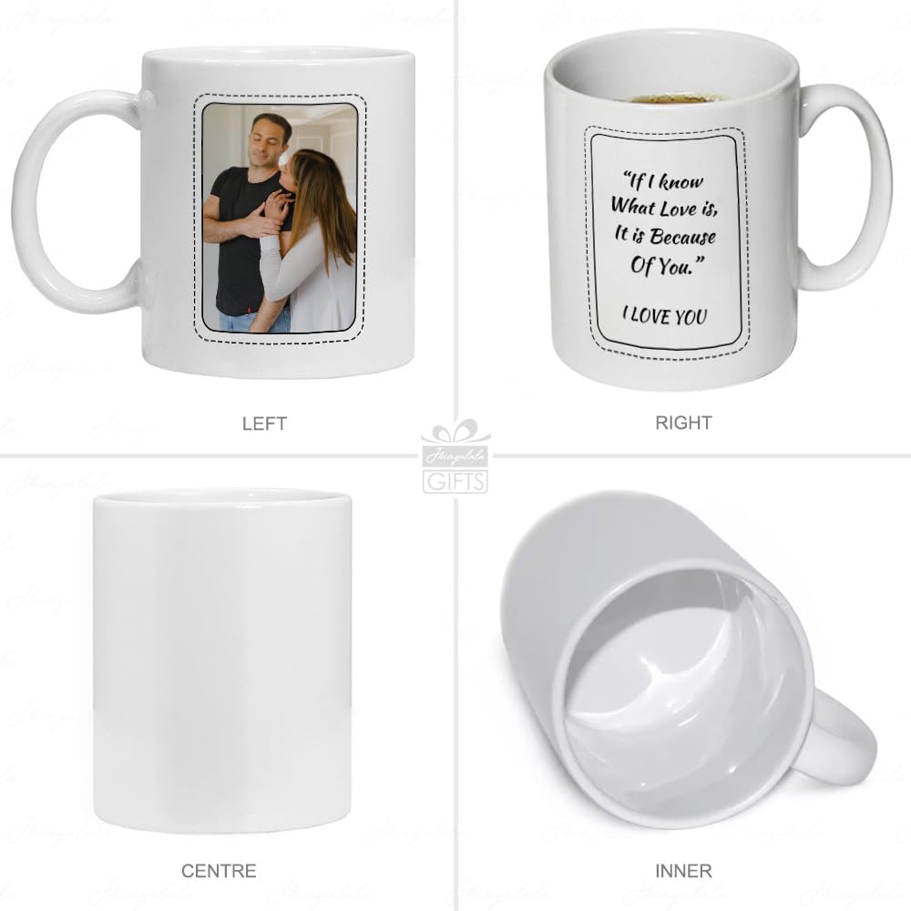 Custom Photo Mug with Personalized Text - Unique Printed Coffee Cup for Birthday, Anniversary Gifts (Him, Her, Husband, Wife) | Perfect for Office Use, Home Decor & Thoughtful Presents
