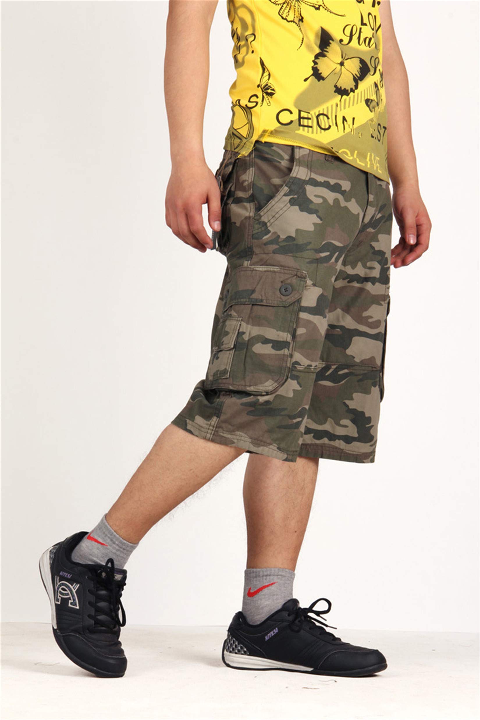 Andongnywell Men's Large Size Camouflage Military Cargo Shorts - Tactical Camo Work Pants with Multiple Pockets for Outdoor, Hiking & Casual Wear