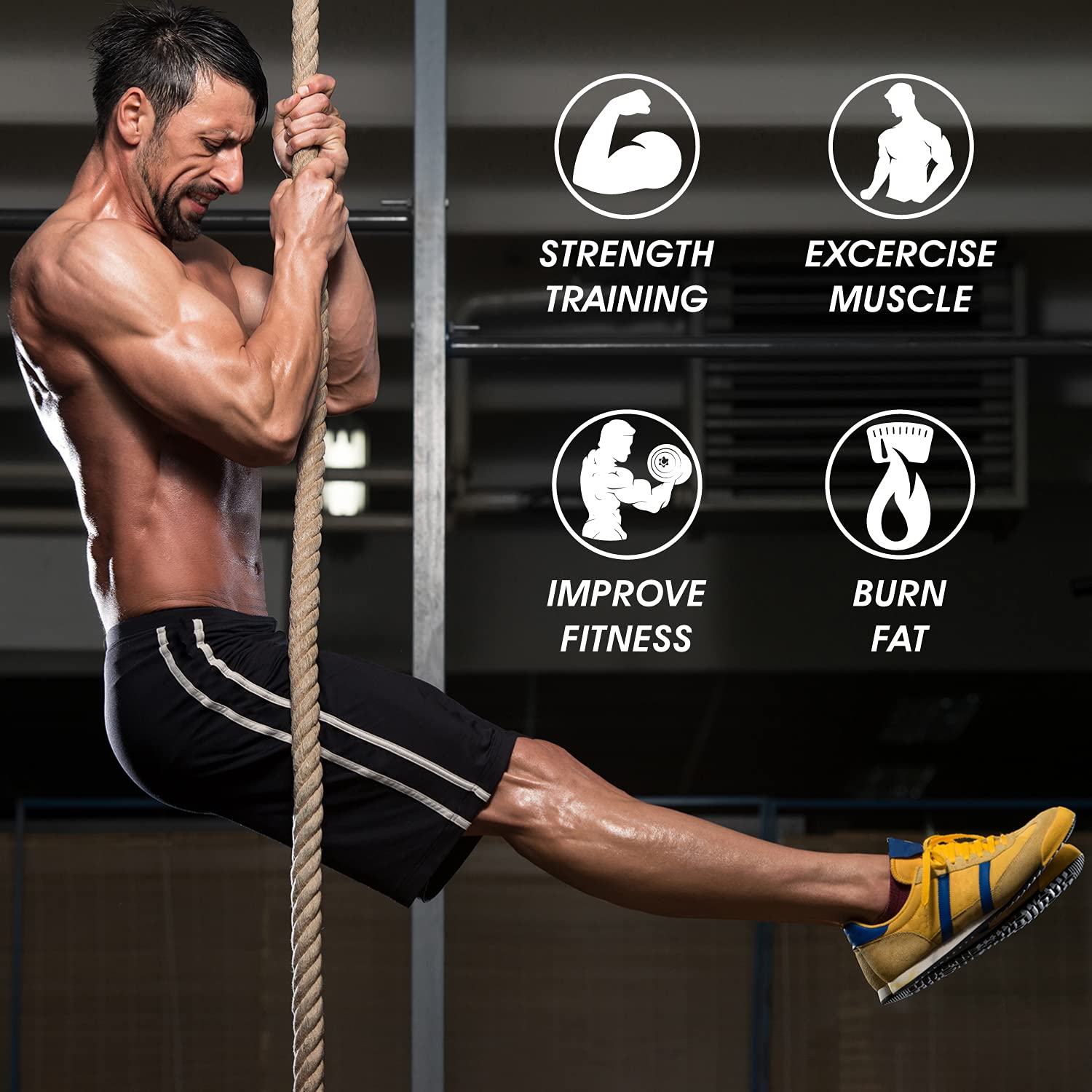 Yes4All Gym Climbing Rope for Fitness & Strength Training - Durable Nylon Rope for Climbing Exercises & Home Workouts - Perfect for CrossFit, Functional Training & Outdoor Adventures