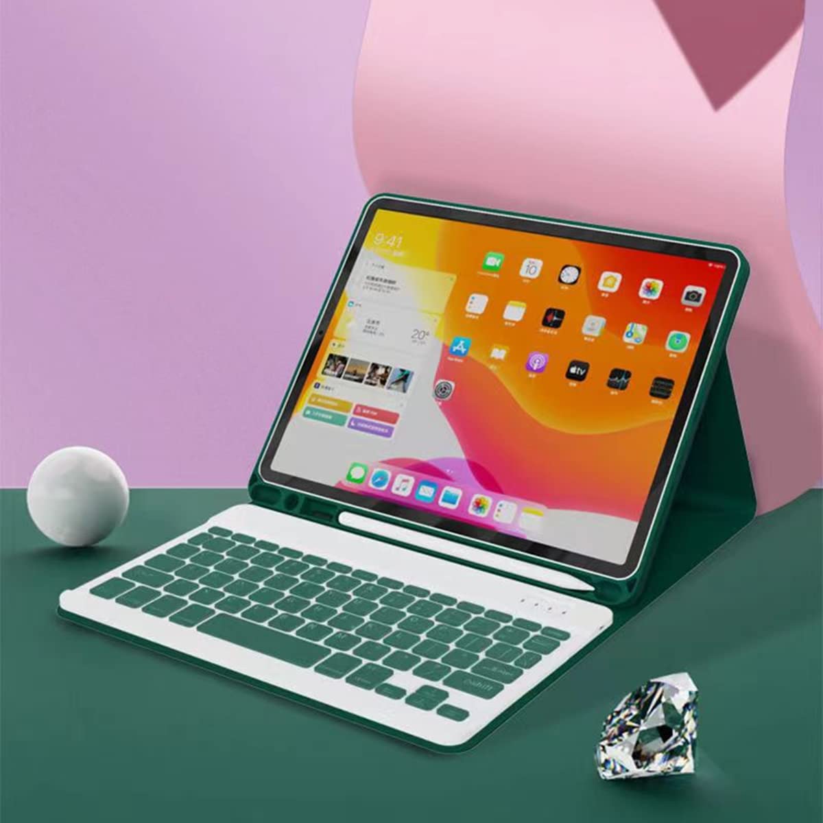 Lrufodya iPad Keyboard Case for iPad Air 5th/4th Gen 10.9 inch & iPad Pro 11 inch (2021/2020/2018) - Detachable Bluetooth Wireless Keyboard with Pencil Holder, Auto Sleep/Wake Function - Protective Cover Case (Green) | Perfect for Work, Study & Travel