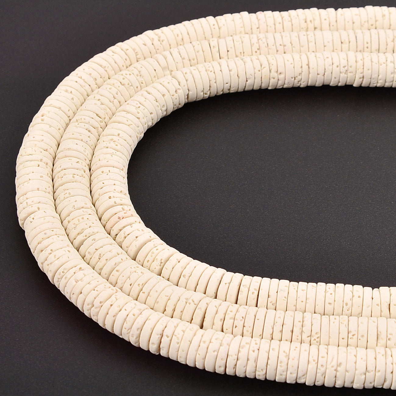 Natural White Lava Rock Heishi Beads - 2x4mm 2x6mm 2x8mm Rondelle Discs - 15.5 Inch Strand for Jewelry Making, DIY Bracelets & Necklaces - Perfect for Boho, Spiritual & Healing Crystal Designs