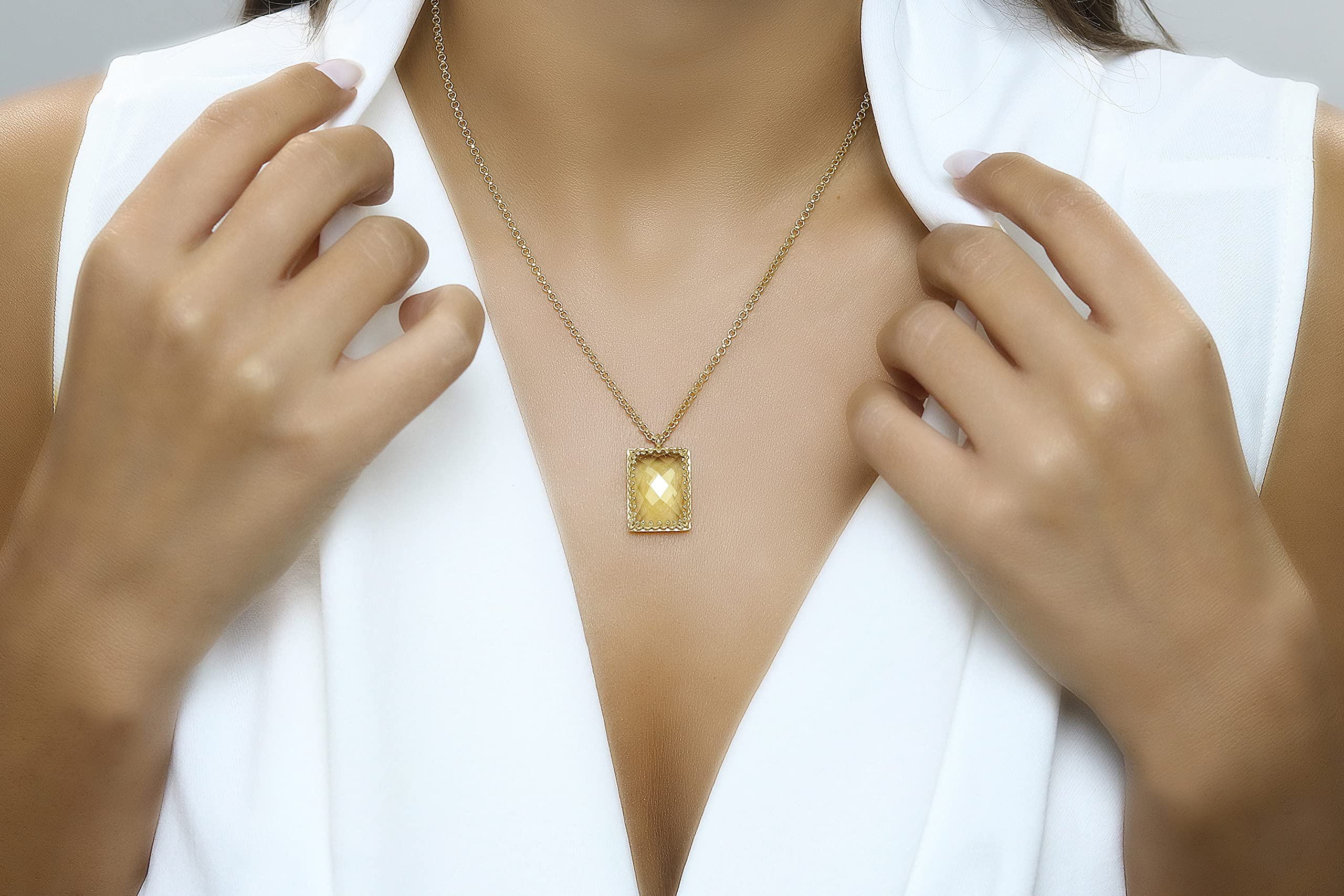 Stunning Lemon Quartz Pendant Necklace for Women - Handmade Gemstone Jewelry, Fashion Statement Piece - Custom Artisan Gift for Her - Perfect for Weddings, Parties & Special Occasions