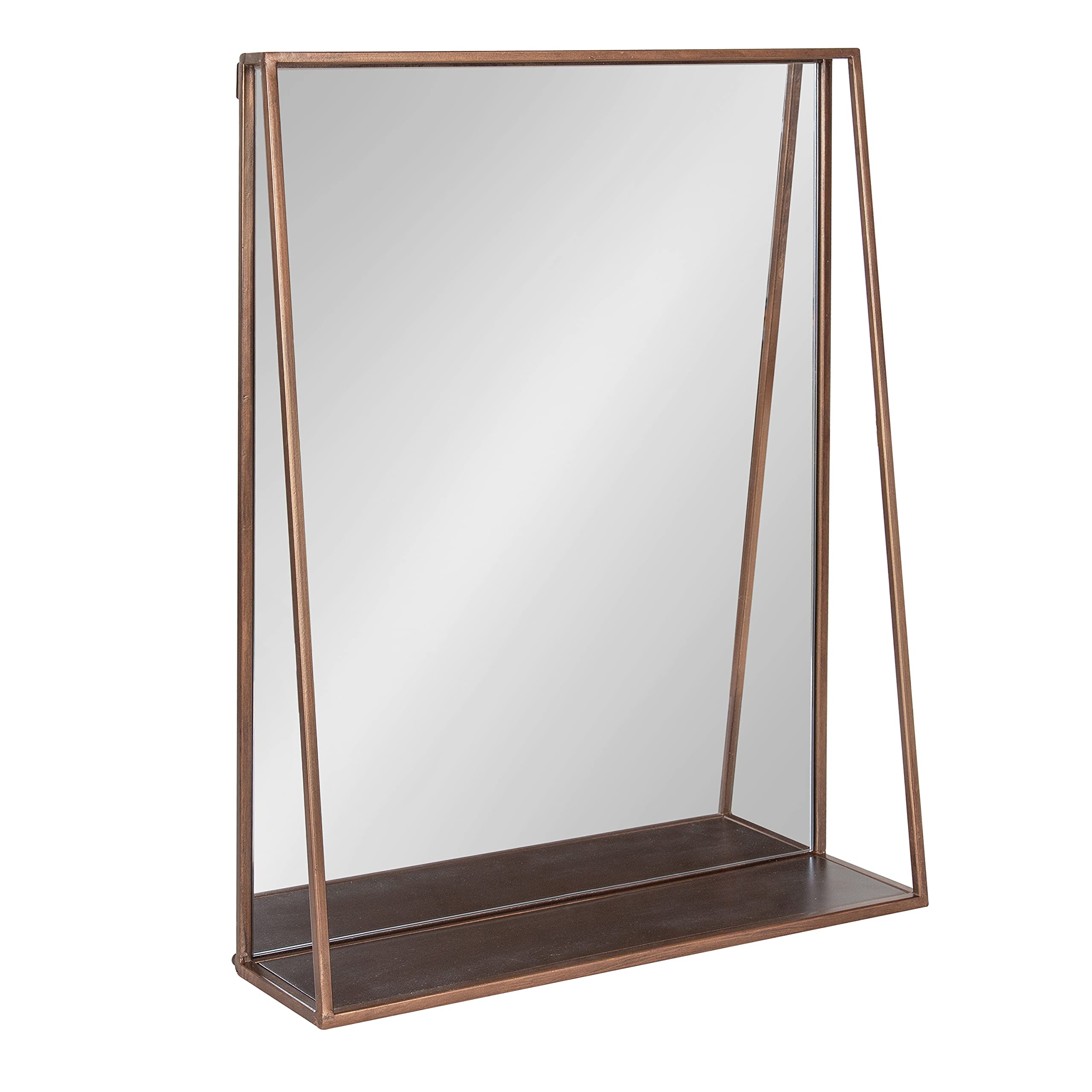 Kate and Laurel Lintz 18x24 Inch Modern Wall Mirror with Shelf - Bronze Transitional Decorative Mirror with Storage Space | Perfect for Entryway, Living Room & Bedroom Decor