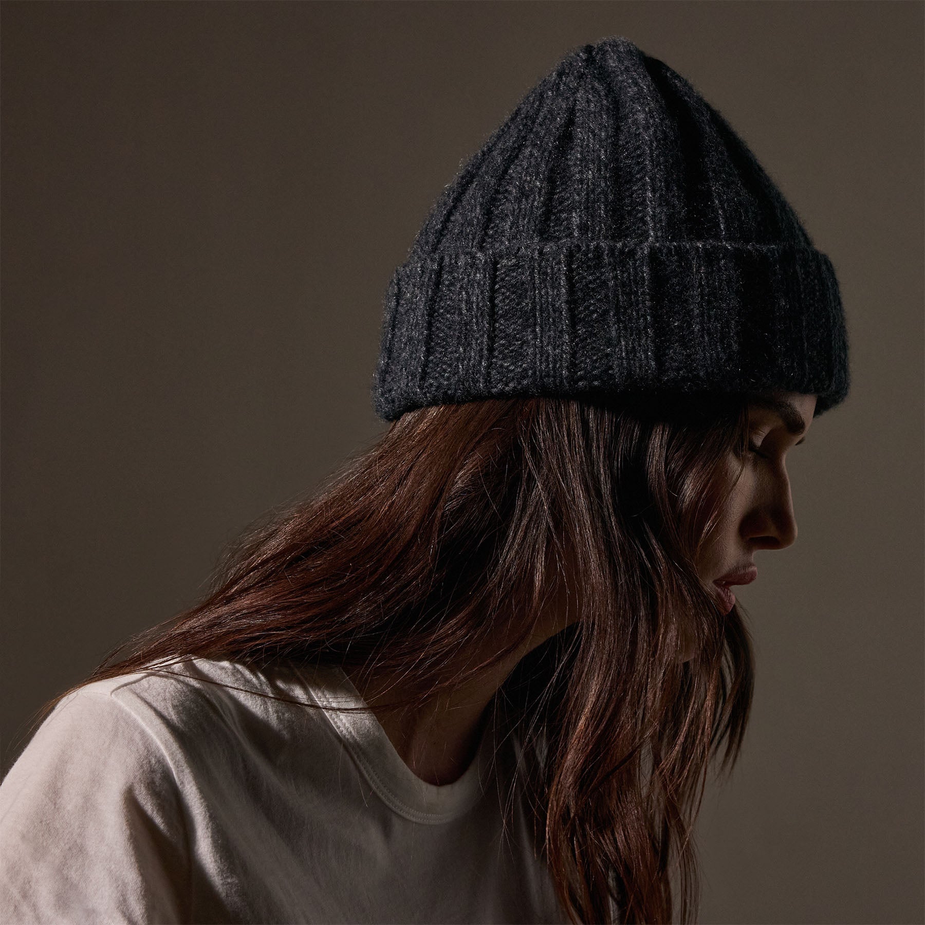Premium Cashmere Marled Beanie - Soft & Warm Winter Hat for Men & Women - Charcoal Marl Knit Beanie for Cold Weather & Outdoor Activities