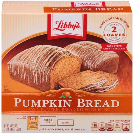 Libby's All Natural Pumpkin Bread Kit with Icing - 56.1oz (12 Packs) | Easy Homemade Pumpkin Bread Mix for Fall Baking, Thanksgiving Desserts & Holiday Treats