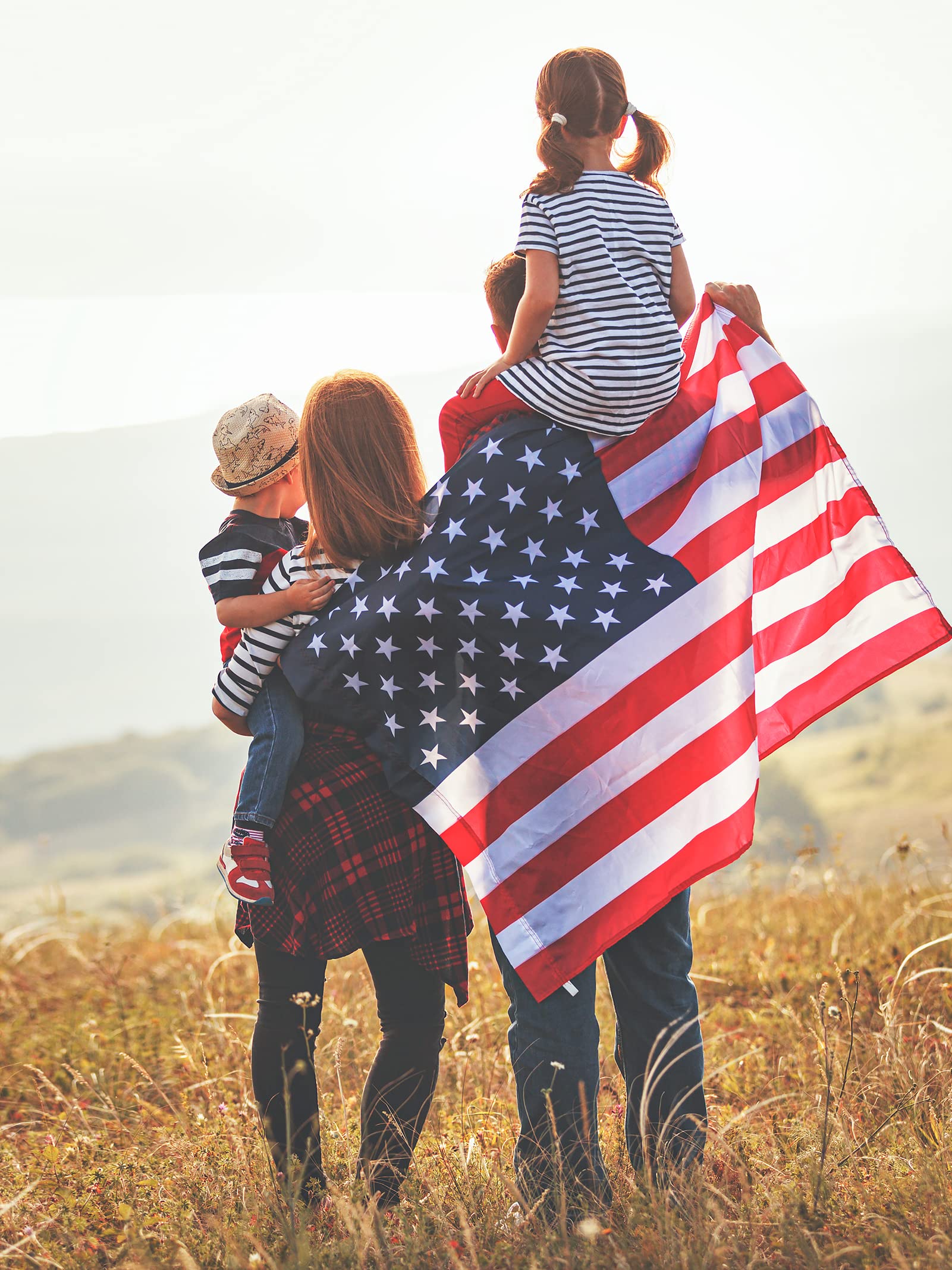 3x5 Heavy Duty American Flag - Outdoor US Flag with Embroidered Stars & Brass Grommets - Durable Sewn USA Flag for Patio, Garden, and Home Decoration