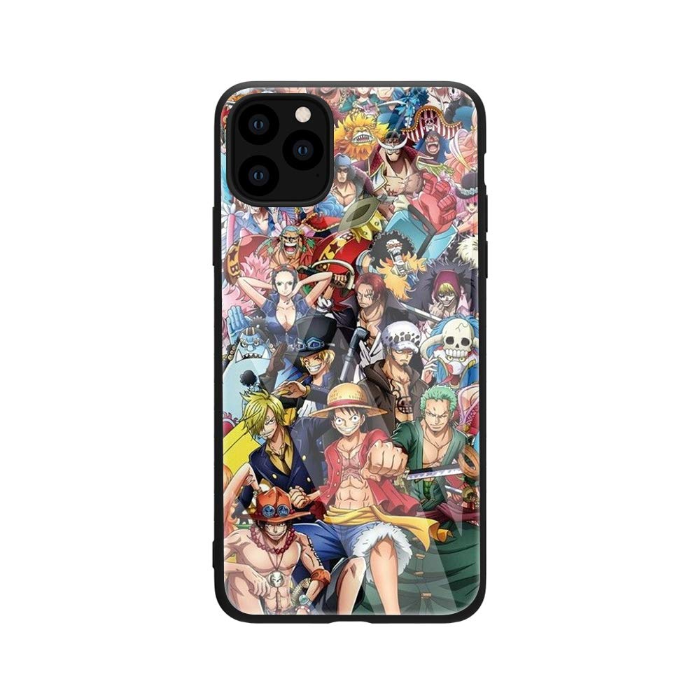 One Piece Anime Phone Case for iPhone 12 Pro Max - Luffy & Zoro Tempered Glass Cover with Straw Hat Crew Manga Design | Perfect for Anime Fans, Cosplay Events, and Daily Protection
