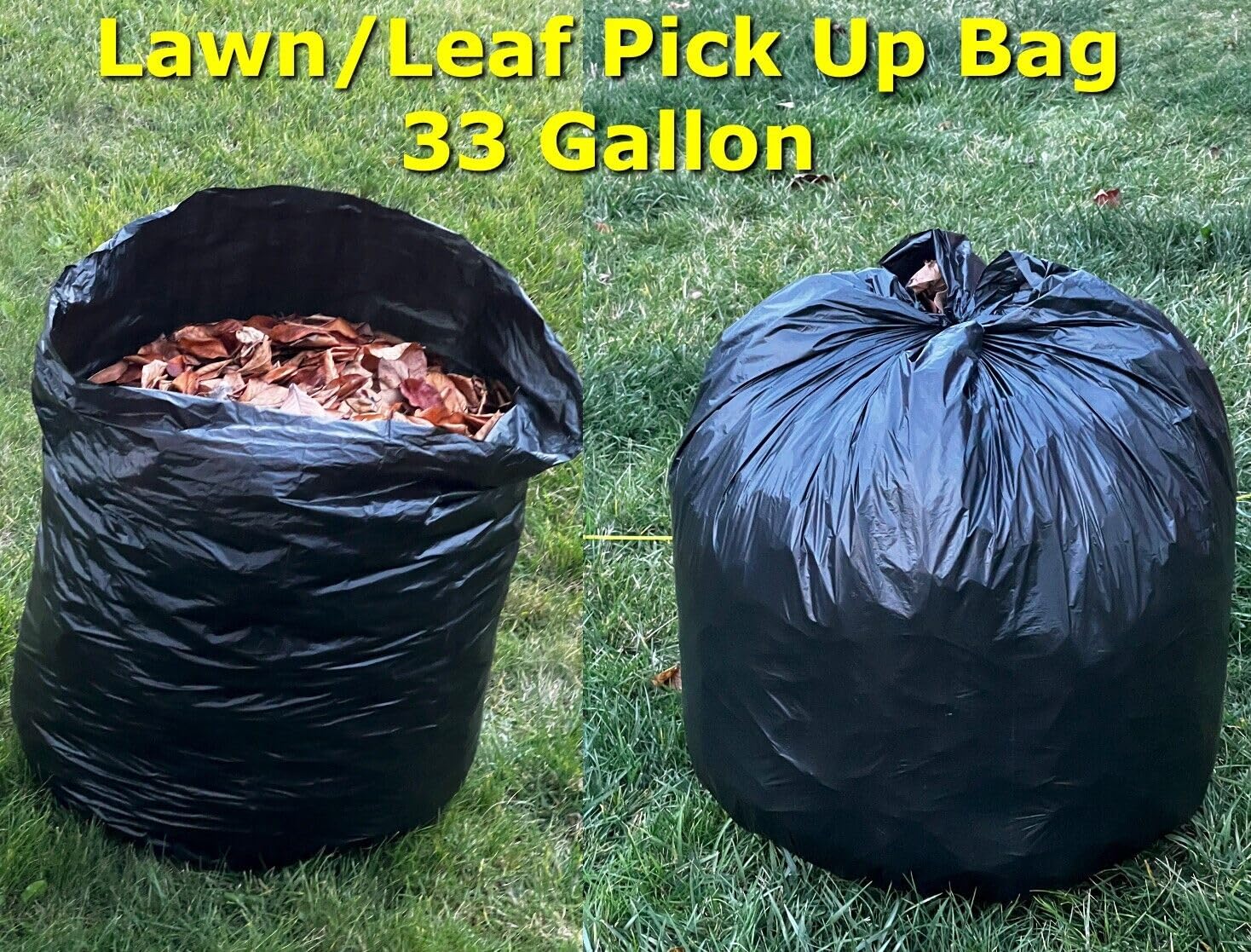 33 Gallon Trash Bags (250 Count Bulk) - 21 Micron Black Garbage Bags for 30-33 Gallon Trash Cans | Medium Duty Kitchen, Office & Bathroom Waste Bin Liners | Tear Resistant & Odor Control