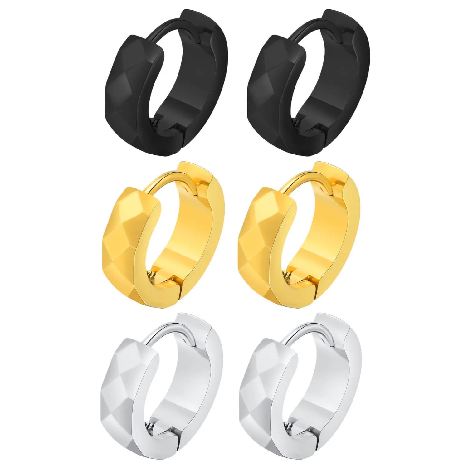 Faceted Huggie Earrings for Women - Sparkling Cubic Zirconia Hoop Earrings for Everyday Wear | Perfect for Work, Parties & Date Nights