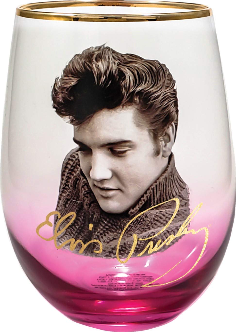 Elvis Presley Stemless Wine Glass - 20 oz Rock 'n' Roll Themed Barware for Parties, Gifts & Home Decor