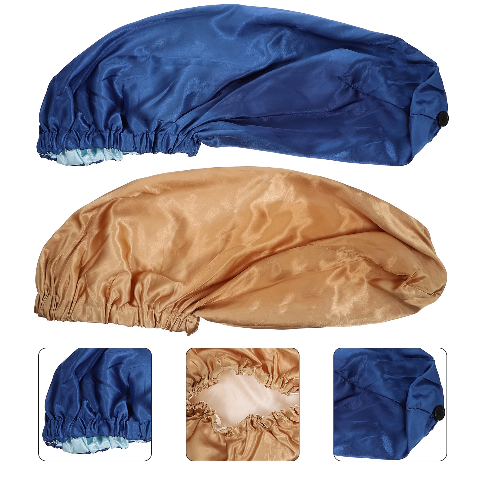 EXCLUZO 2 Pack Waterproof Shower Caps for Women - Soft Elastic Bathing & Hairdressing Caps for Home, Salon & Travel Use