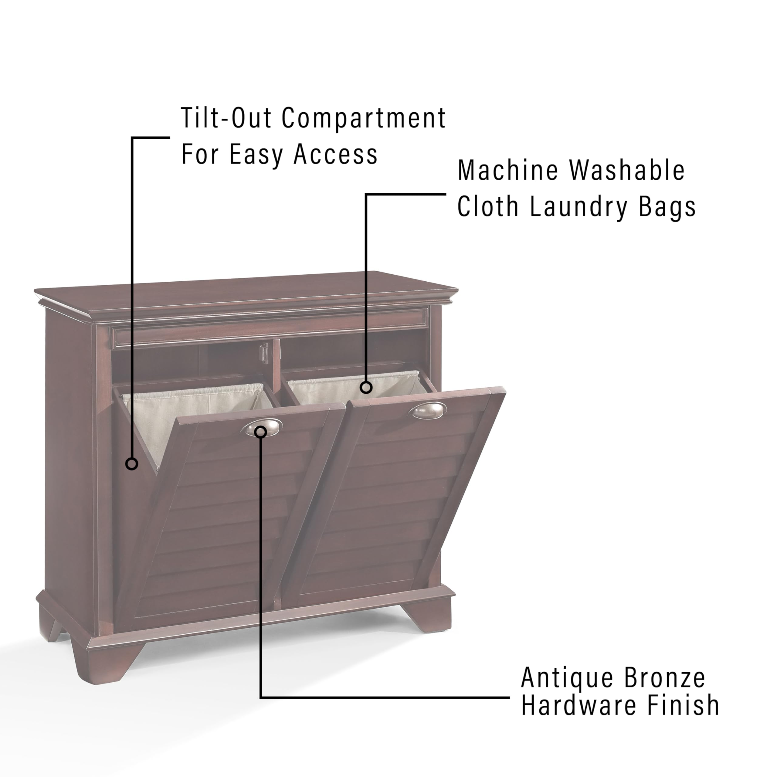 Crosley Lydia Laundry Hamper with Linen Sorting Bags - Espresso Bathroom Storage Organizer for Clothes, Towels & Home Organization | Perfect for Bedroom, Closet & Laundry Room