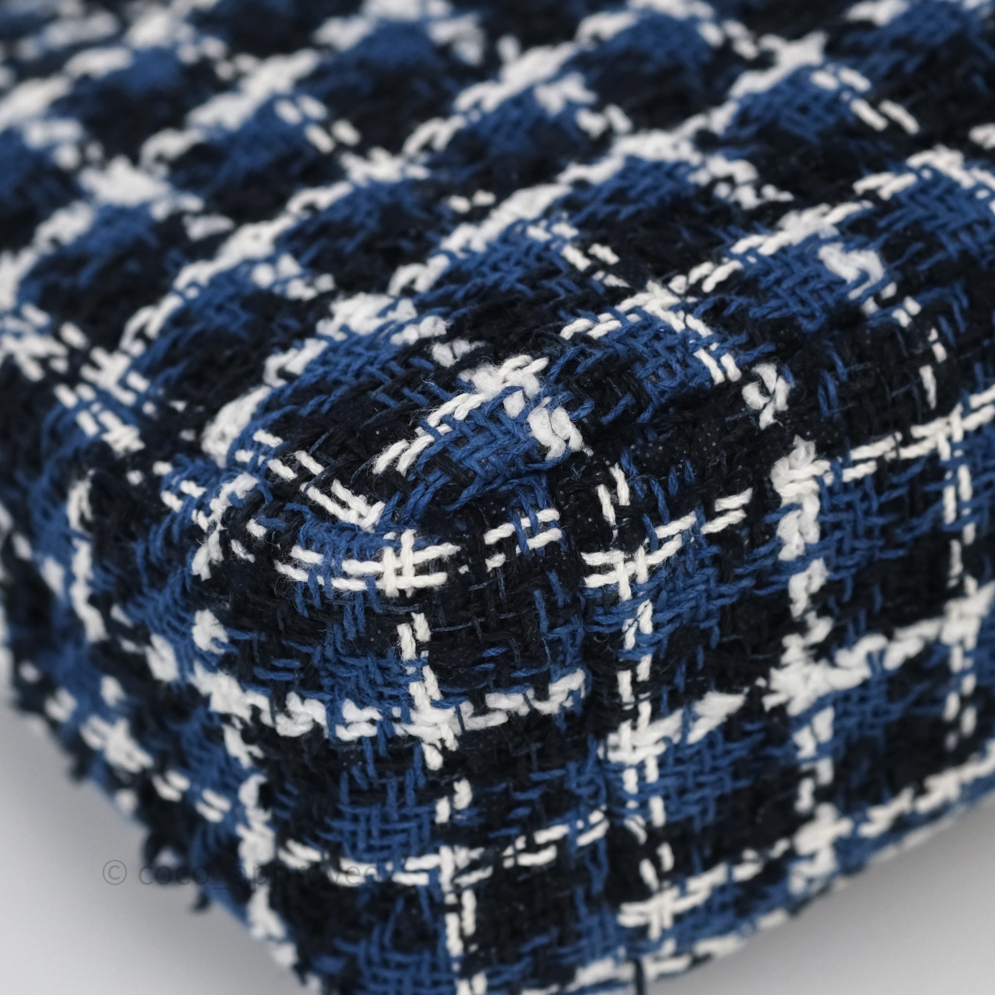 Chanel 19 Small Handbag in Blue, White & Black Grid Tweed with Mixed Hardware - Perfect for Work, Travel & Evening Events