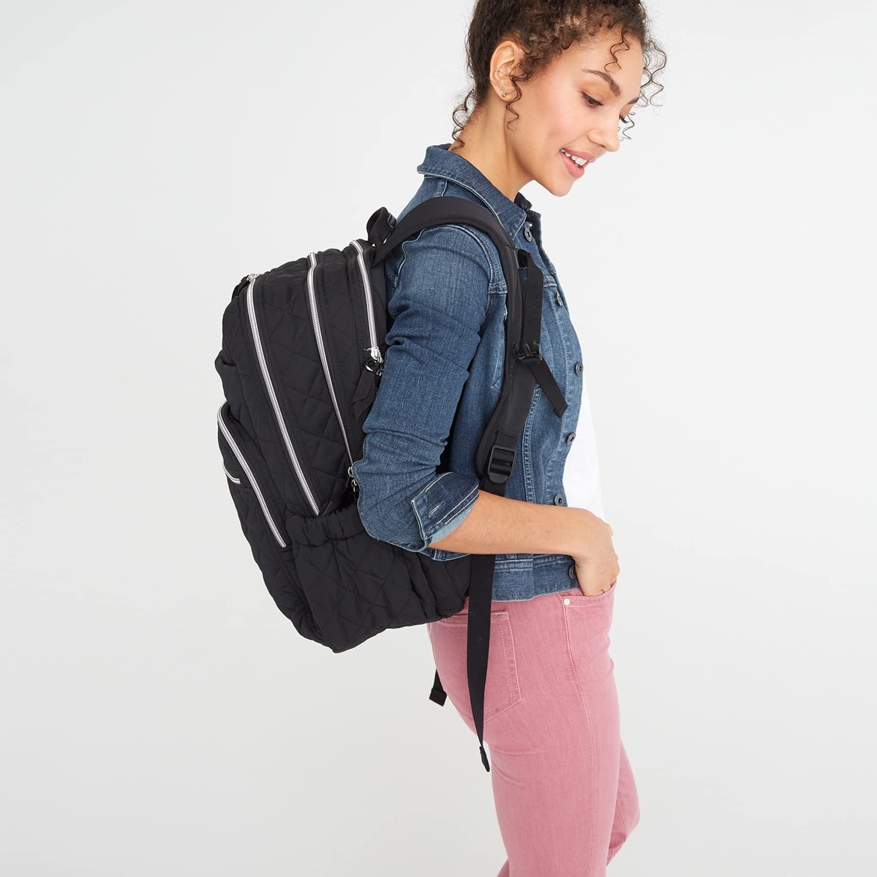 Vera Bradley Women's Performance Twill XL Campus Backpack - Olive Leaf - Spacious Laptop Bag for College, Work & Travel - Durable School Backpack with USB Port & Padded Straps