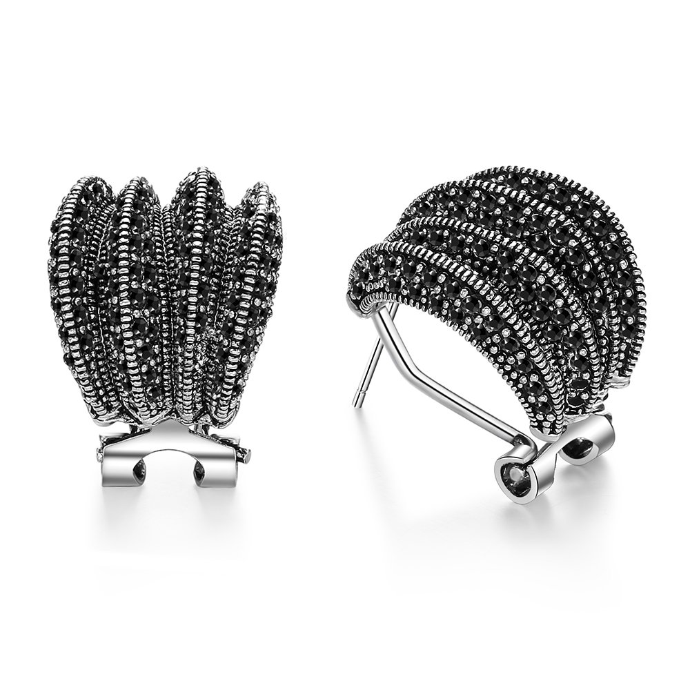 Aprilery Gold & Silver Hoop Earrings for Women - Hypoallergenic Crystal Stud Ear Cuff Jewelry | Dainty Clip-On Earrings for Teens & Girls | Perfect Gift for Her | Everyday Wear, Parties & Special Occasions