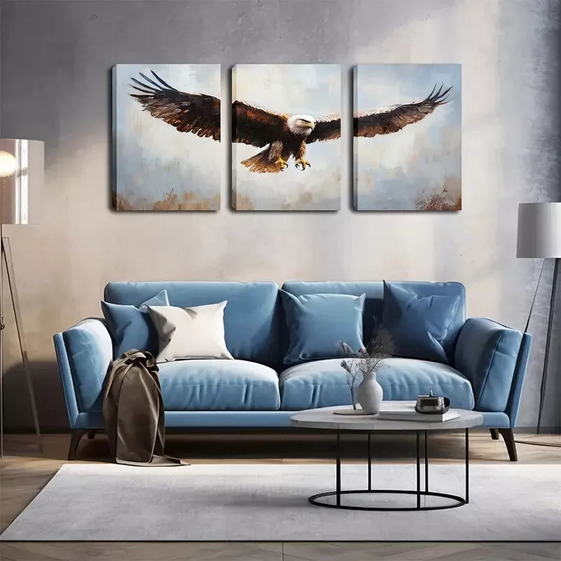 3-Piece Majestic Bald Eagle Triptych Wall Art Set - Framed Canvas 40x60cm - High Quality Print - 100% Australian Made - Ready to Hang - Perfect for Living Room, Office & Home Decor