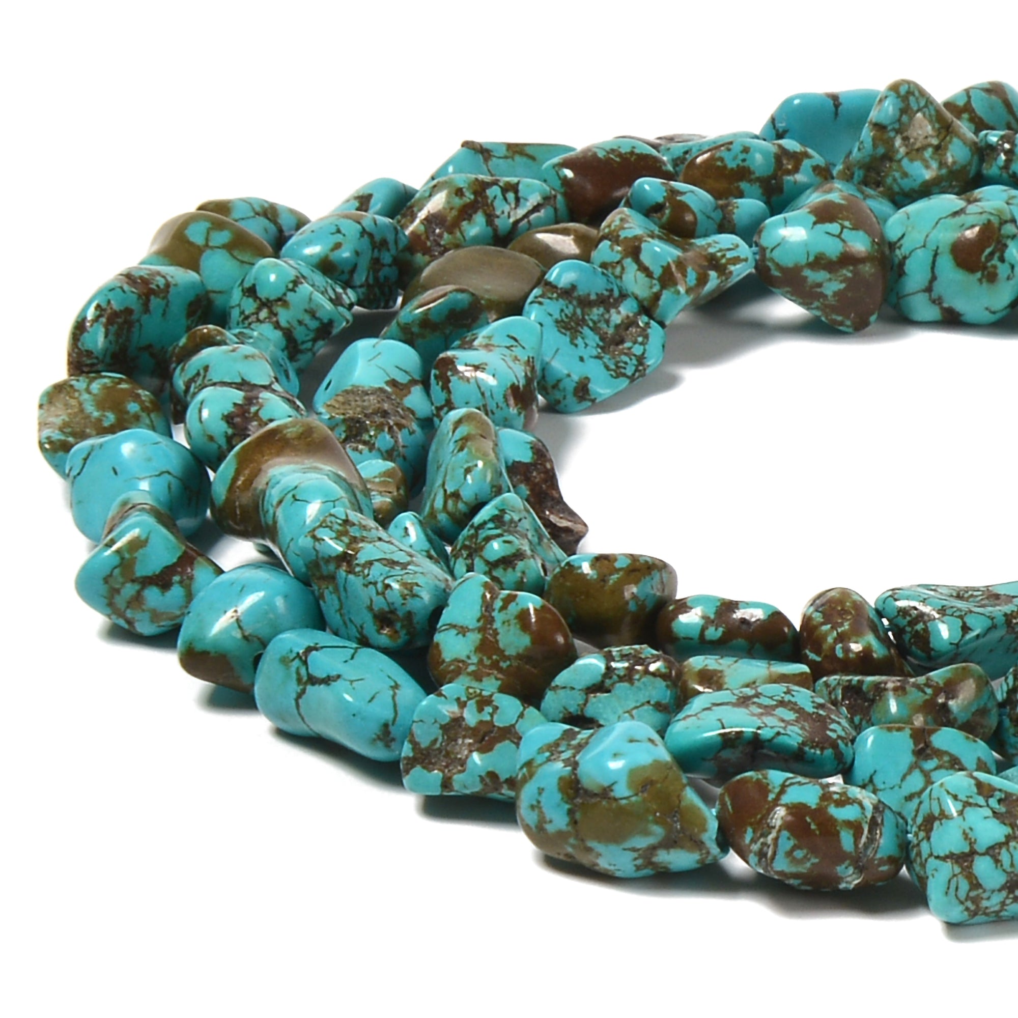 Blue Turquoise Side Drill Nugget Beads - 8-10mm x 10-15mm Size - 15.5 Inch Strand for Jewelry Making & DIY Crafts - Perfect for Necklaces, Bracelets & Boho Accessories