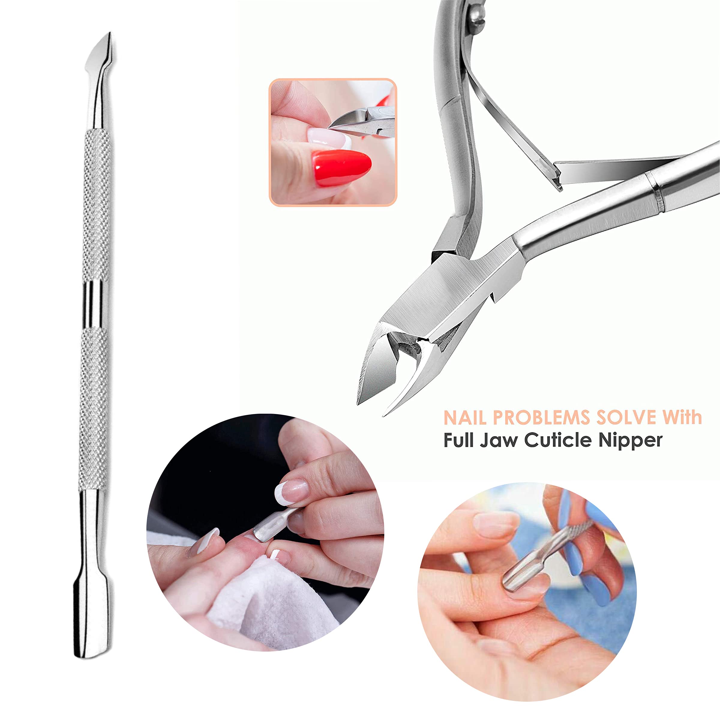 Professional Nail Art Kit - 1pc Hard Nail File Buffer, 1pc Cuticle Pusher & Lint-Free Nail Polish Remover Wipes | Manicure Pedicure Tools for Salon & Home Use