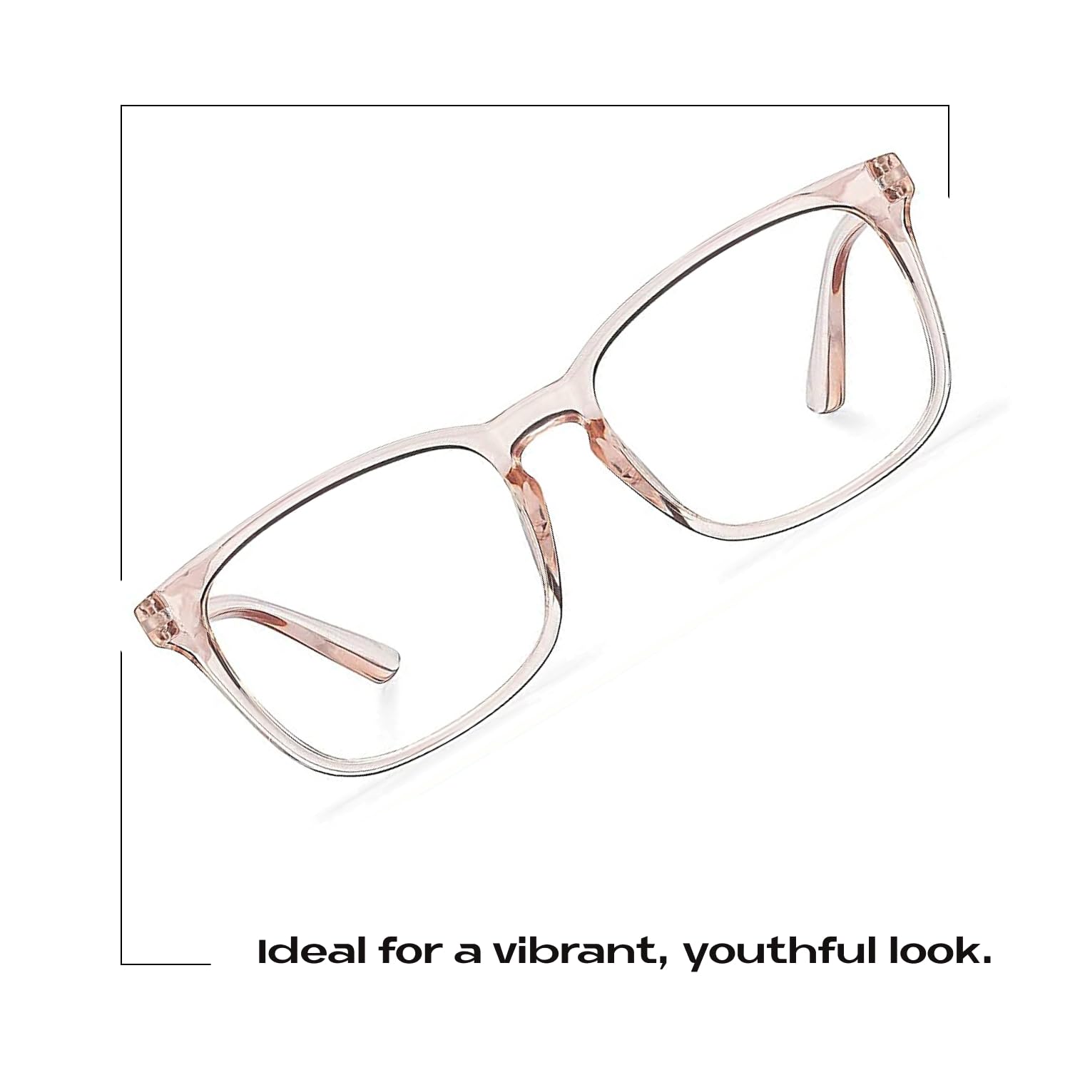 Readerest Blue Light Blocking Reading Glasses - Anti Glare Computer Eyeglasses with UV Protection (0.00 Magnification, Blush) - Thin Reflective Lens for Eye Strain Relief - Stylish Unisex Design for Office, Gaming & Screen Time