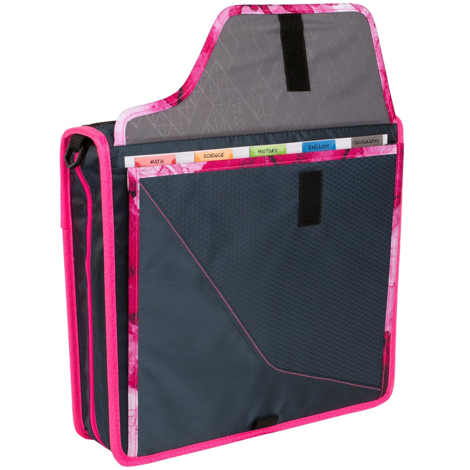 Five Star 3 Inch 3-Ring Binder with Zipper - 850 Sheet Capacity School Binder, 5-Tab Expanding File Organizer, Removable Padded Case - Navy & Pink (292960D) - Perfect for Students, Office Work & Document Storage