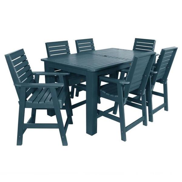 Weatherly 7-Piece Rectangular Counter Height Outdoor Dining Table and Chair Set - Patio, Garden, Backyard Furniture for Dining & Entertaining