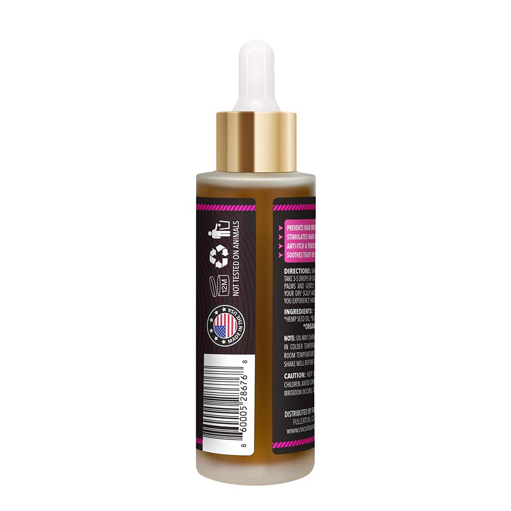 Nicole & Alyssa Hair Growth Oil - 2oz Natural Scalp Treatment with Jojoba, Hemp Seed & Black Castor Oils - 100% Pure Essential Oil for Thicker, Healthier Hair - Perfect for Daily Hair Care & Scalp Massage