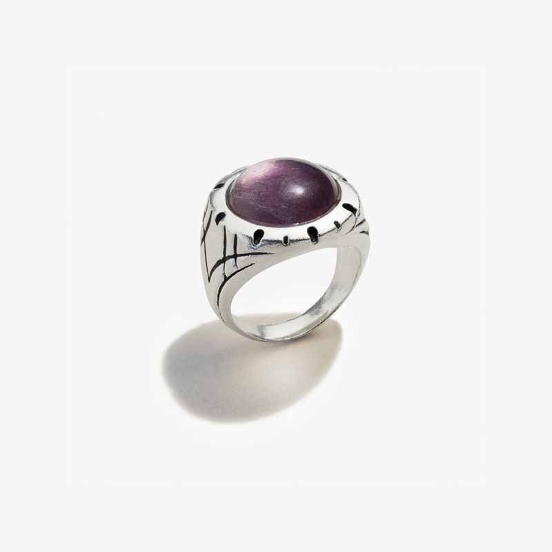 Fluorite Gemstone Signet Ring for Men & Women - Natural Purple Crystal Jewelry - Perfect for Healing, Meditation & Spiritual Gifts