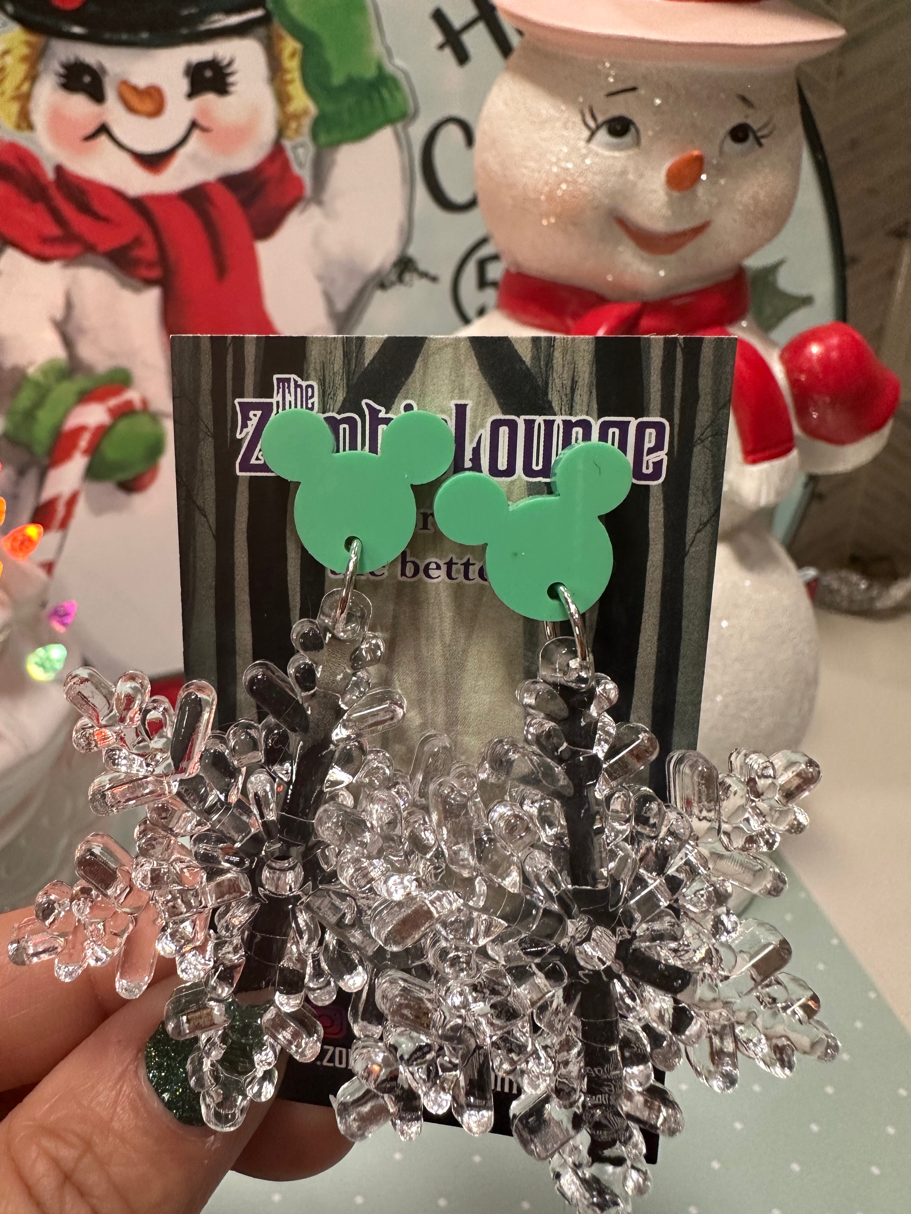 Disney Mickey Mouse Snowflake Earrings for Women - Christmas Holiday Party Jewelry Gift - Perfect for Winter Festivals, Costume Accessories & Disney Fan Collections