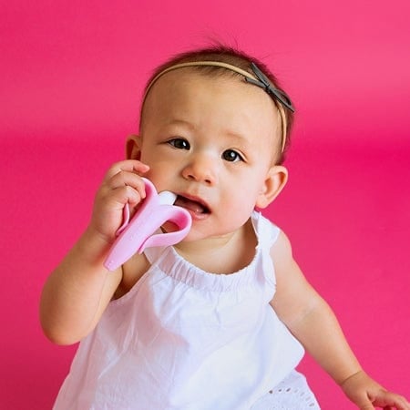Baby Banana Infant Toothbrush - Soft Silicone Teether & Training Toothbrush for Babies 0-24 Months - BPA-Free, Easy-Grip Design for Teething Relief & Early Oral Care - Perfect for Home, Travel & Daycare Use