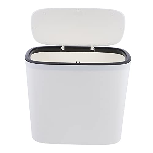 Hemobllo Slim Push-Open Trash Can with Lid - Compact Kitchen, Bathroom, Bedroom & Office Waste Bin for Small Spaces - Perfect for Tight Corners, Under Sinks & Closets