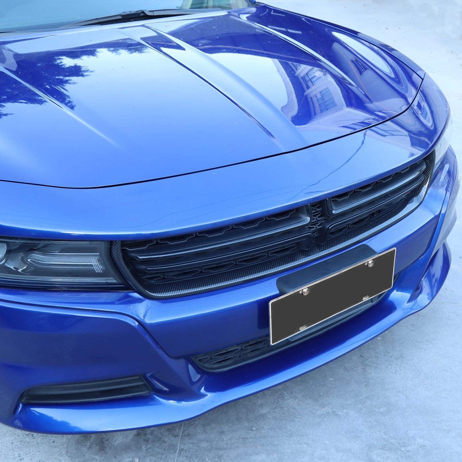 ABS Carbon Fiber Front Grille Inserts for 2015-2020 Dodge Charger - 2pcs Black Mesh Grille Cover - Upgrade Your Car's Style for Street Racing & Car Shows