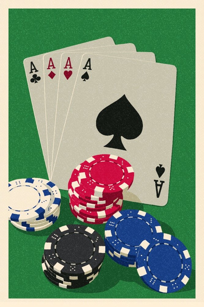 Premium Poker Cards & Chips Set - 24x36 Gallery Quality Metal Art Wall Decor for Game Room, Man Cave, or Home Bar - Durable Aluminum Letterpress Design for Poker Nights & Casino-Themed Parties