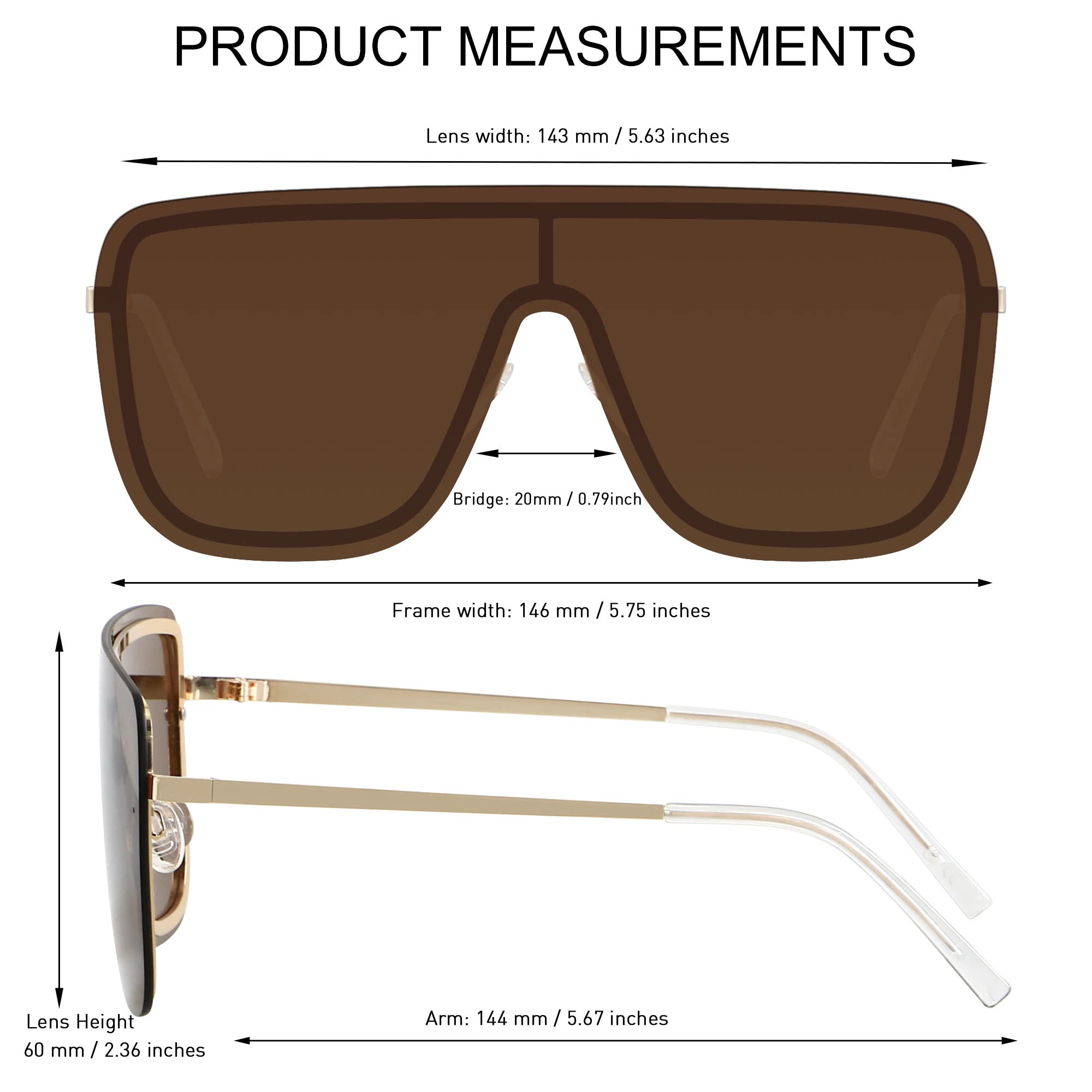 LYZOIT Rimless Oversized Square Sunglasses for Women & Men - UV Protection Flat Top Shield Frameless Sun Glasses | Perfect for Driving, Beach, Outdoor Activities & Fashion Statement