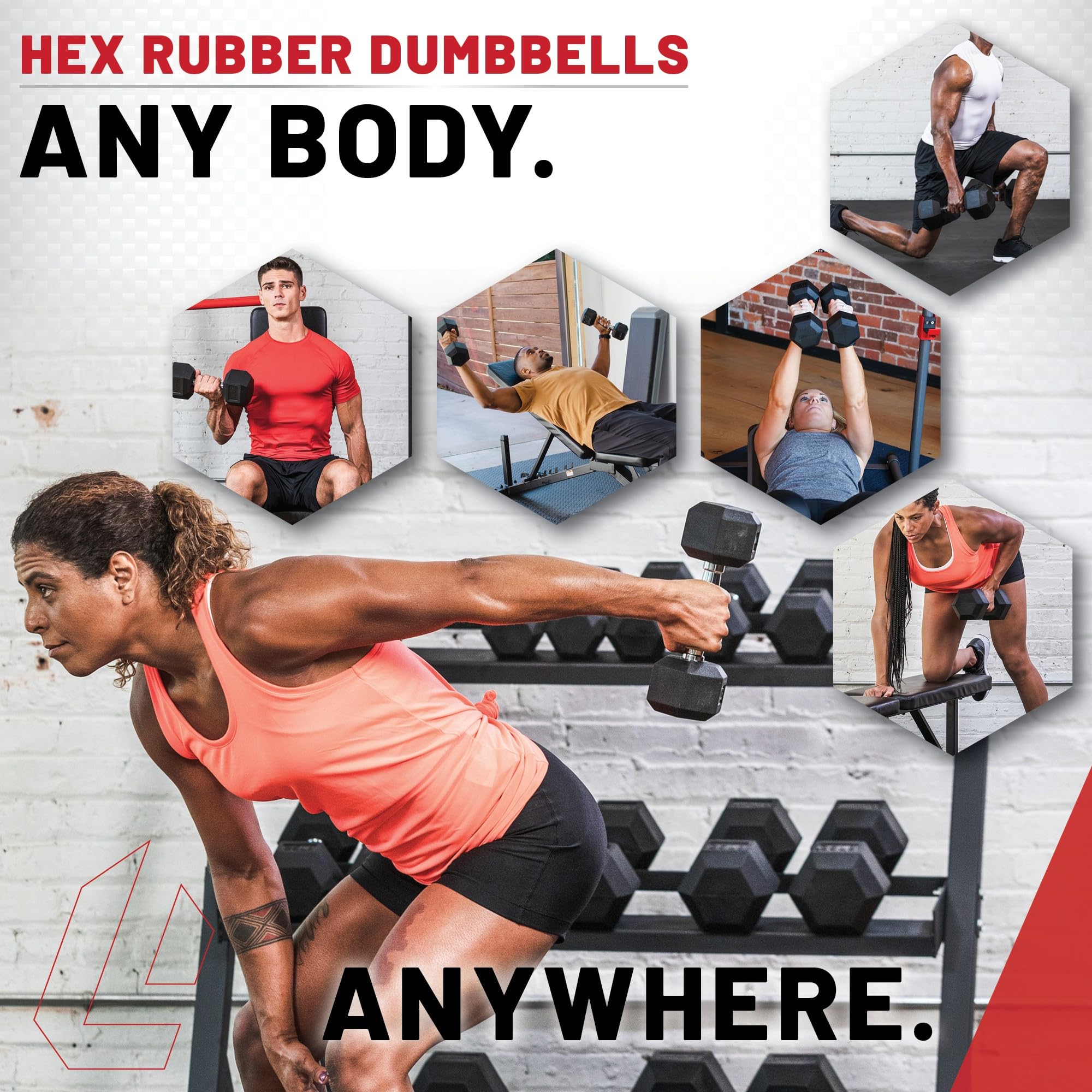 Premium Rubber Wrapped Hex Dumbbells - Ergonomic Knurled Handle for Home Gym & Strength Training - Lifeline Fitness Dumbells for Men & Women - Ideal for Weightlifting, CrossFit & Full Body Workouts